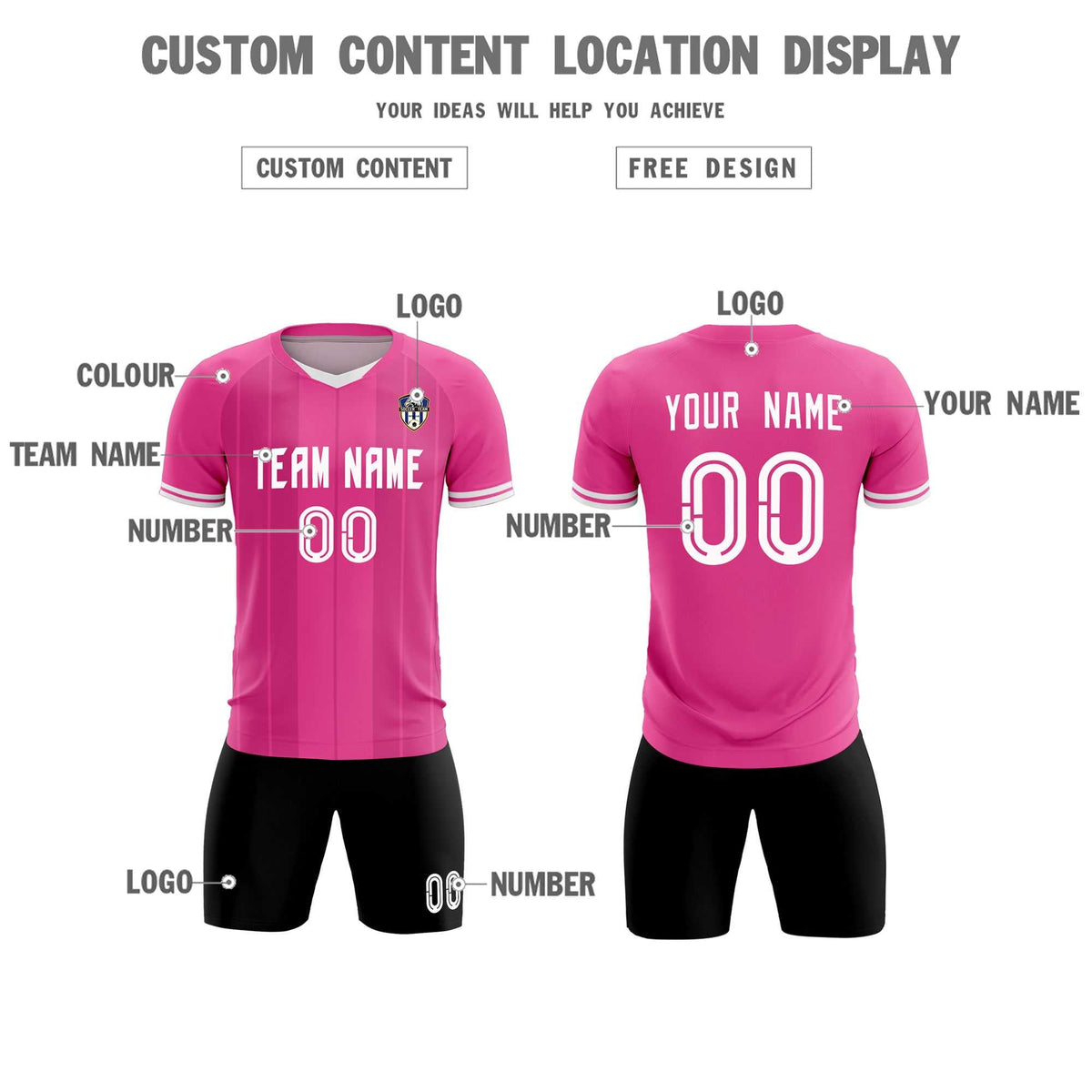 Custom Pink Classic Striped Personalized Football Kit Jersey