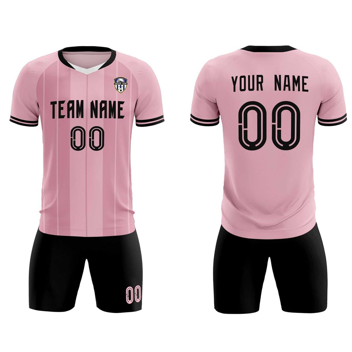 Custom Light Pink Classic Striped Personalized Football Kit Jersey