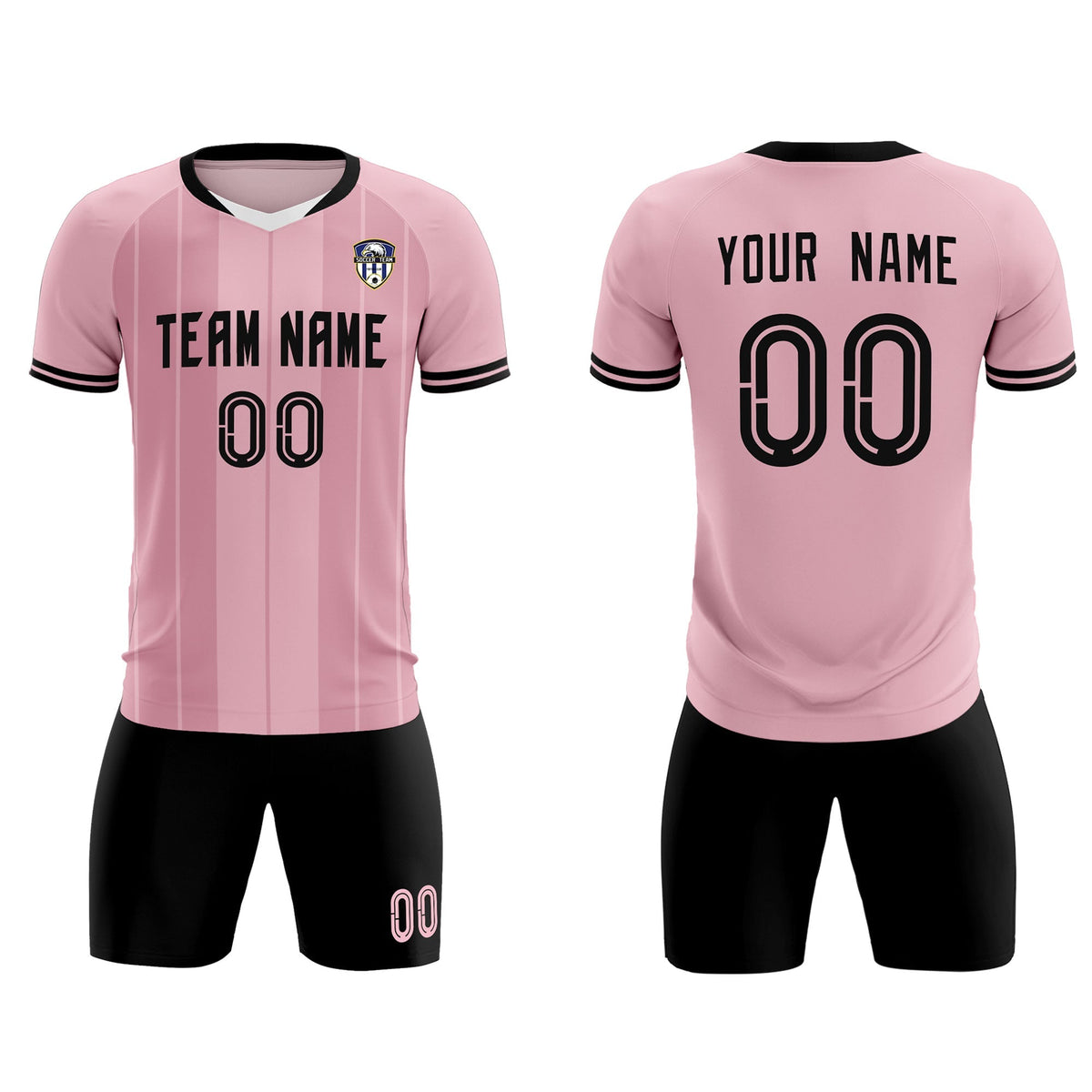 Custom Light Pink Classic Striped Personalized Football Kit Jersey