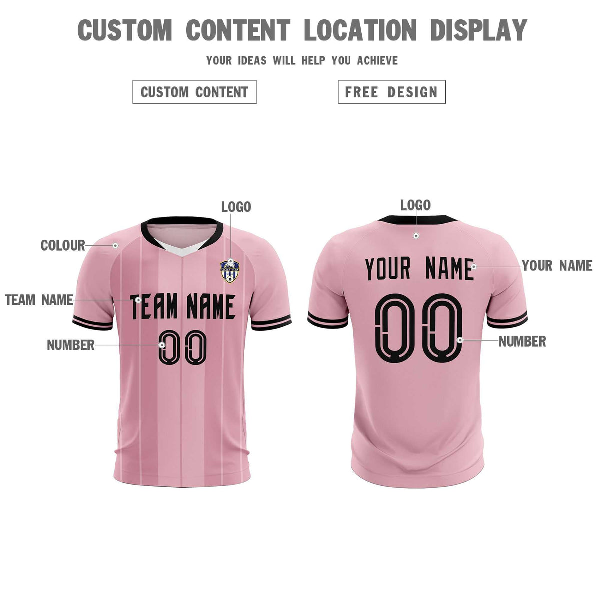 Custom Light Pink Classic Striped Personalized Football Kit Jersey