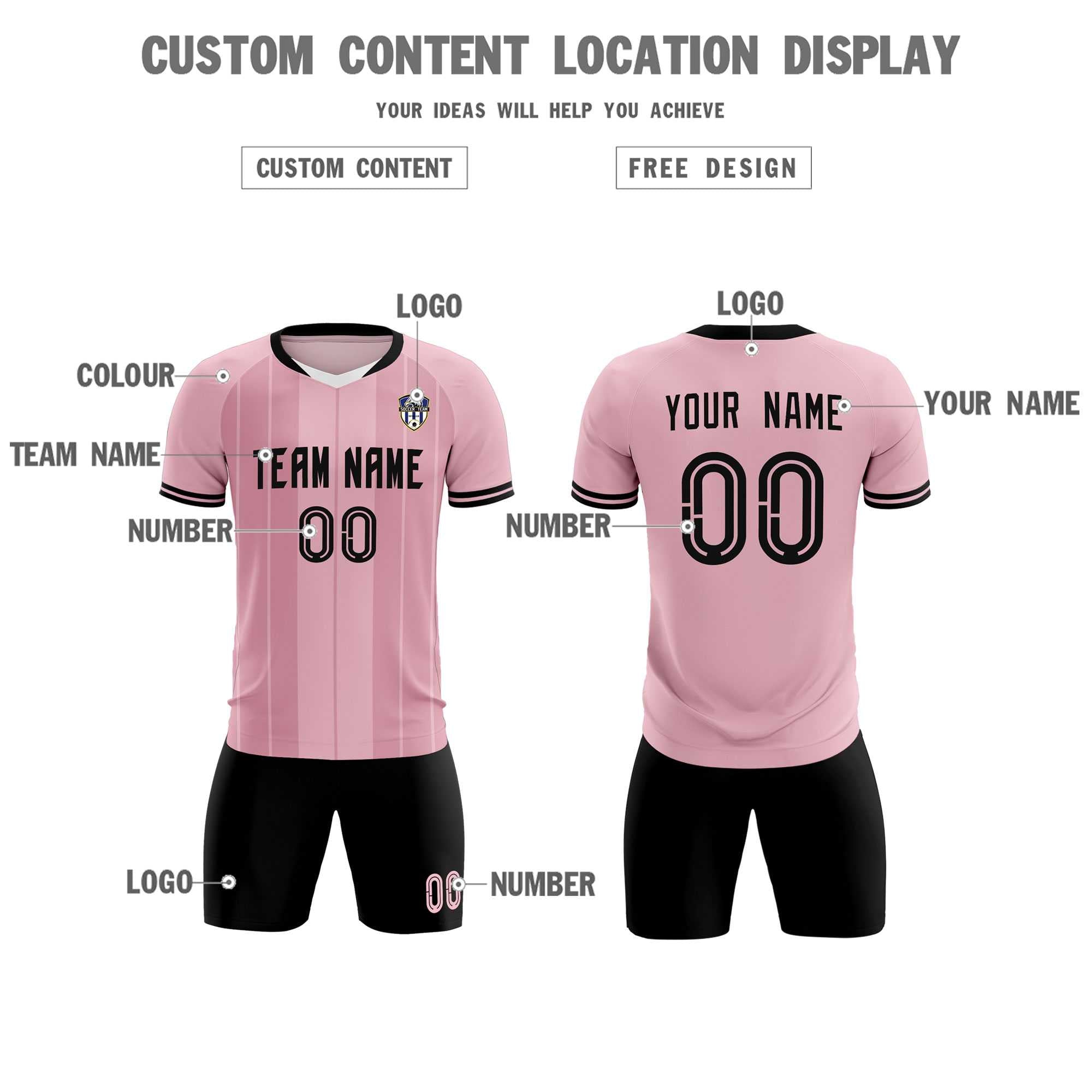 Custom Light Pink Classic Striped Personalized Football Kit Jersey