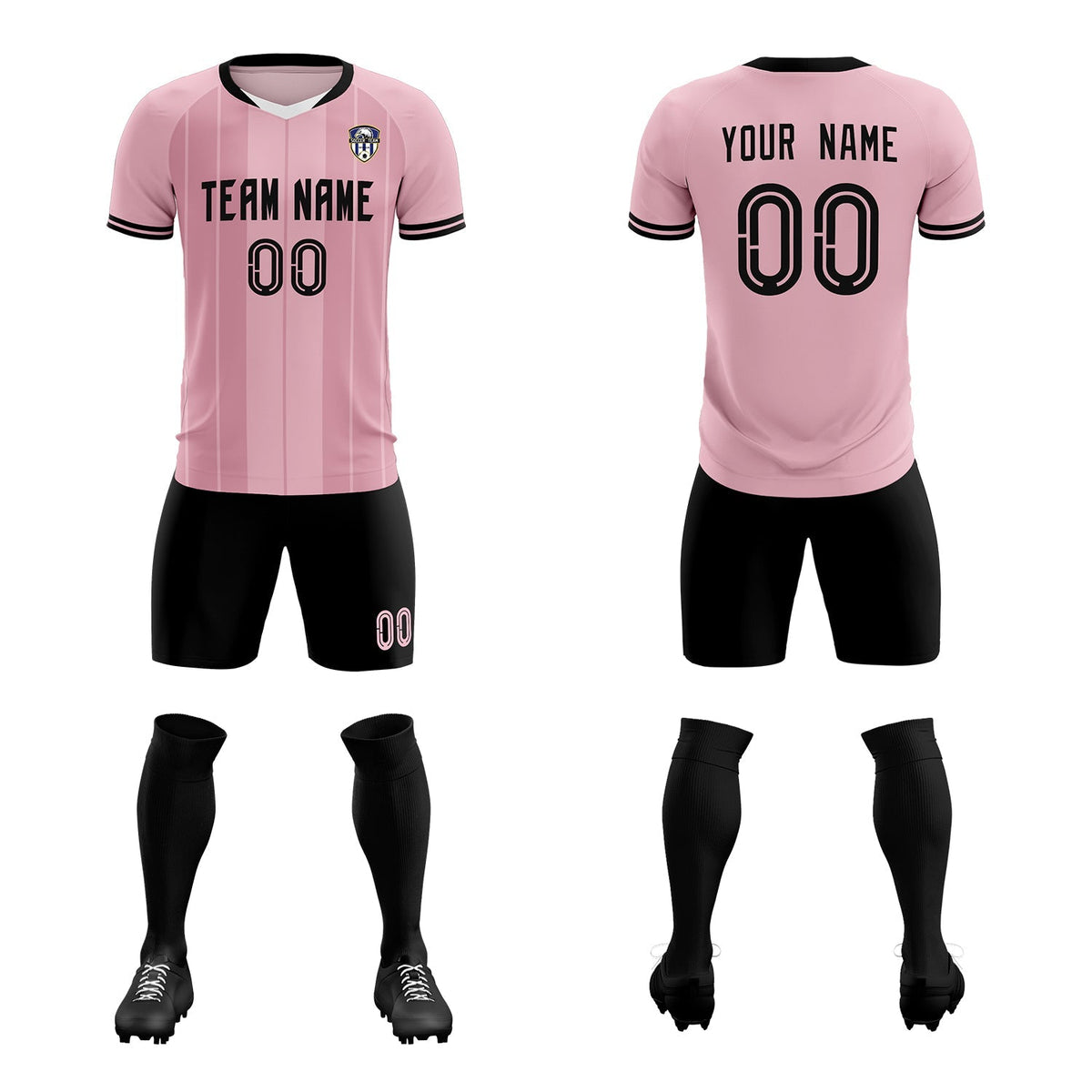 Custom Light Pink Classic Striped Personalized Football Kit Jersey
