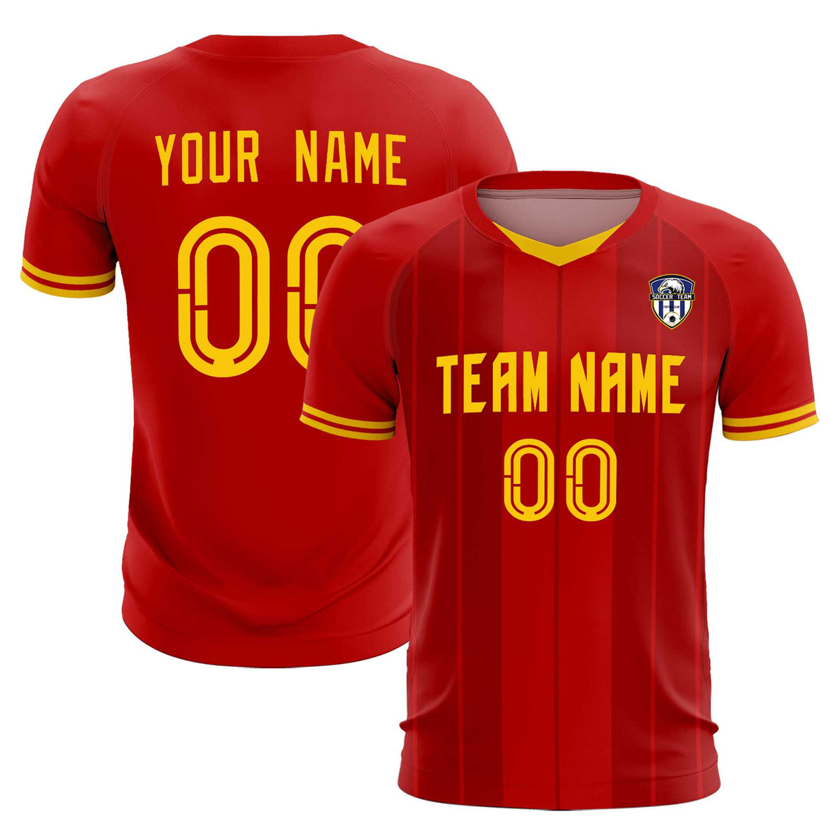 Custom Red Classic Striped Personalized Football Kit Jersey