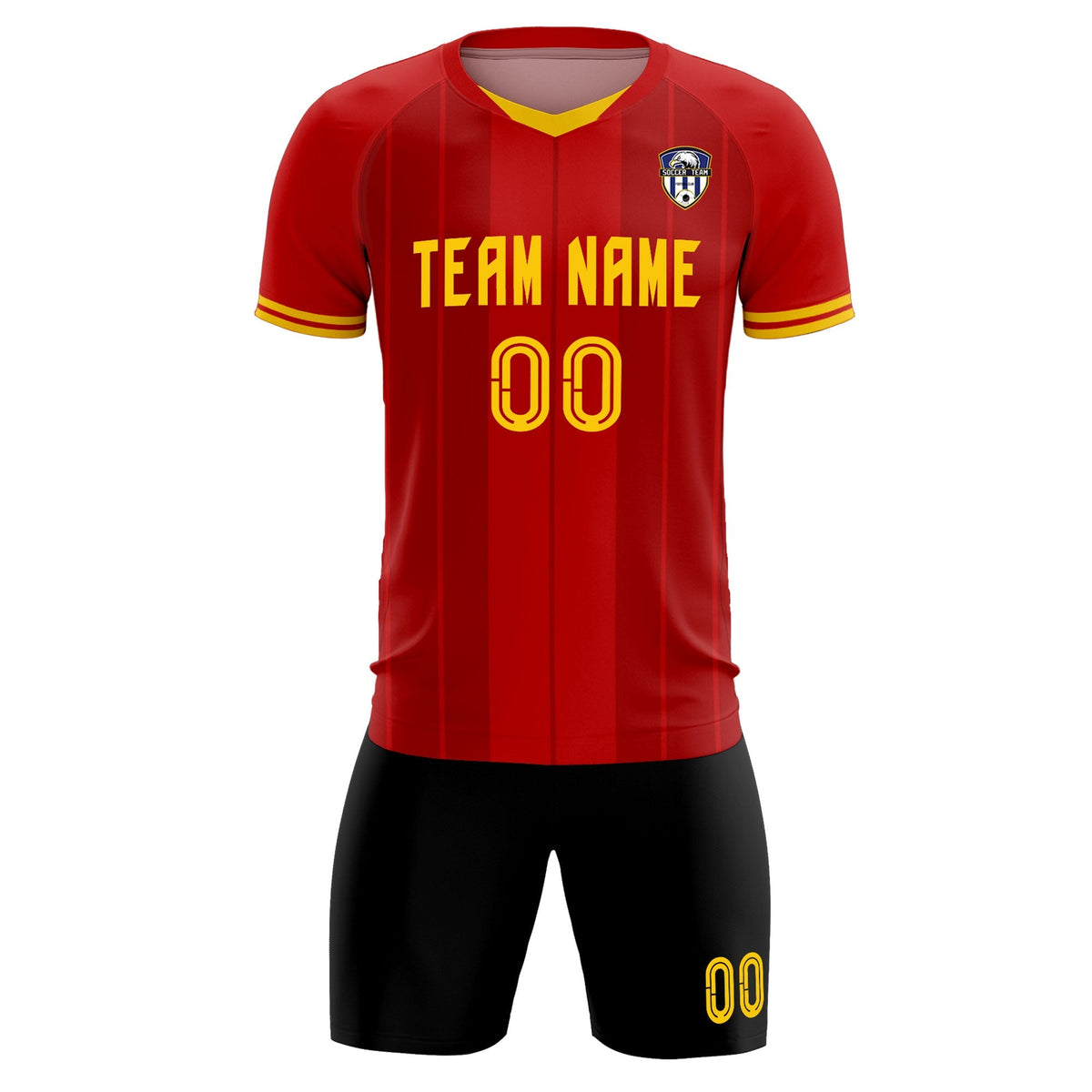 Custom Red Classic Striped Personalized Football Kit Jersey