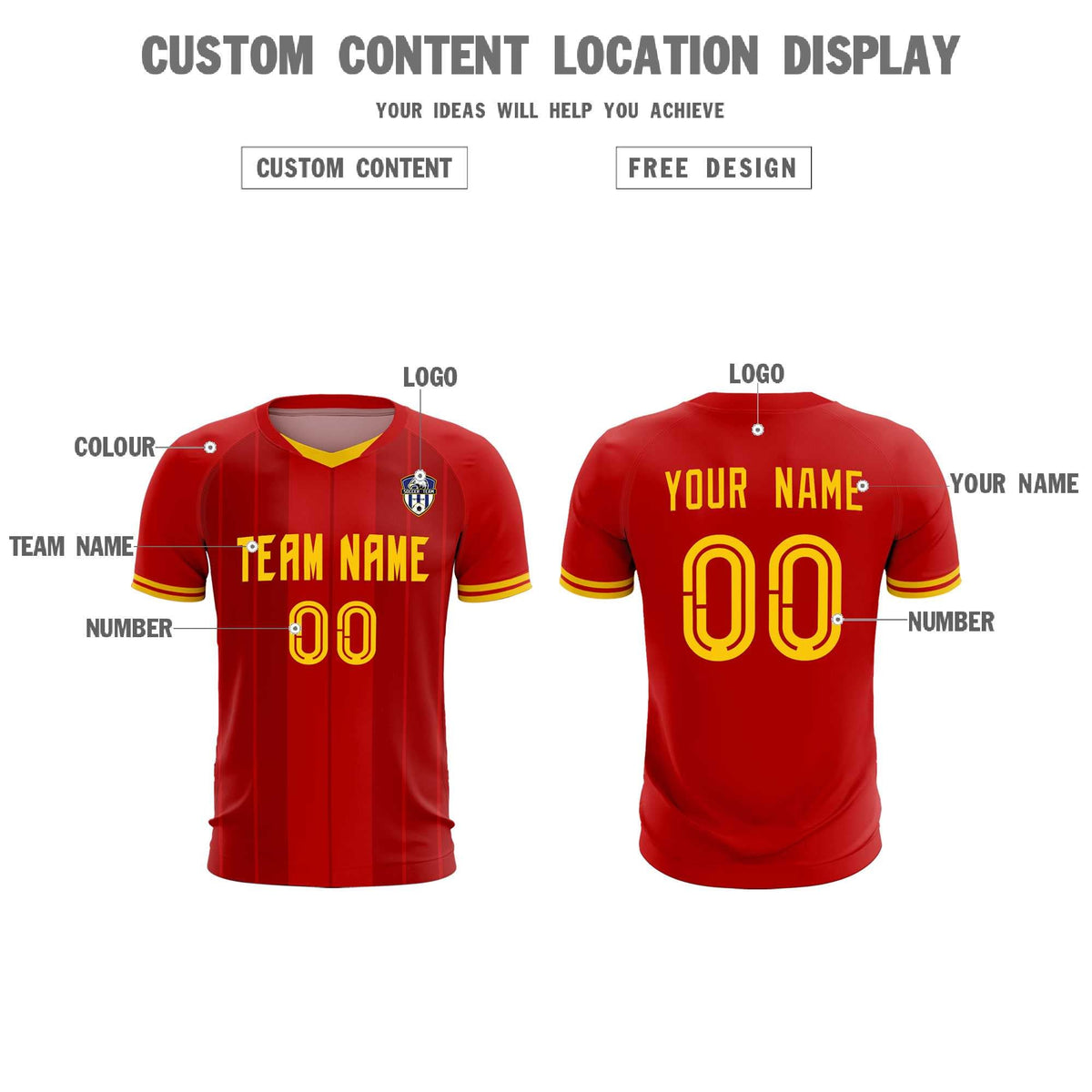 Custom Red Classic Striped Personalized Football Kit Jersey