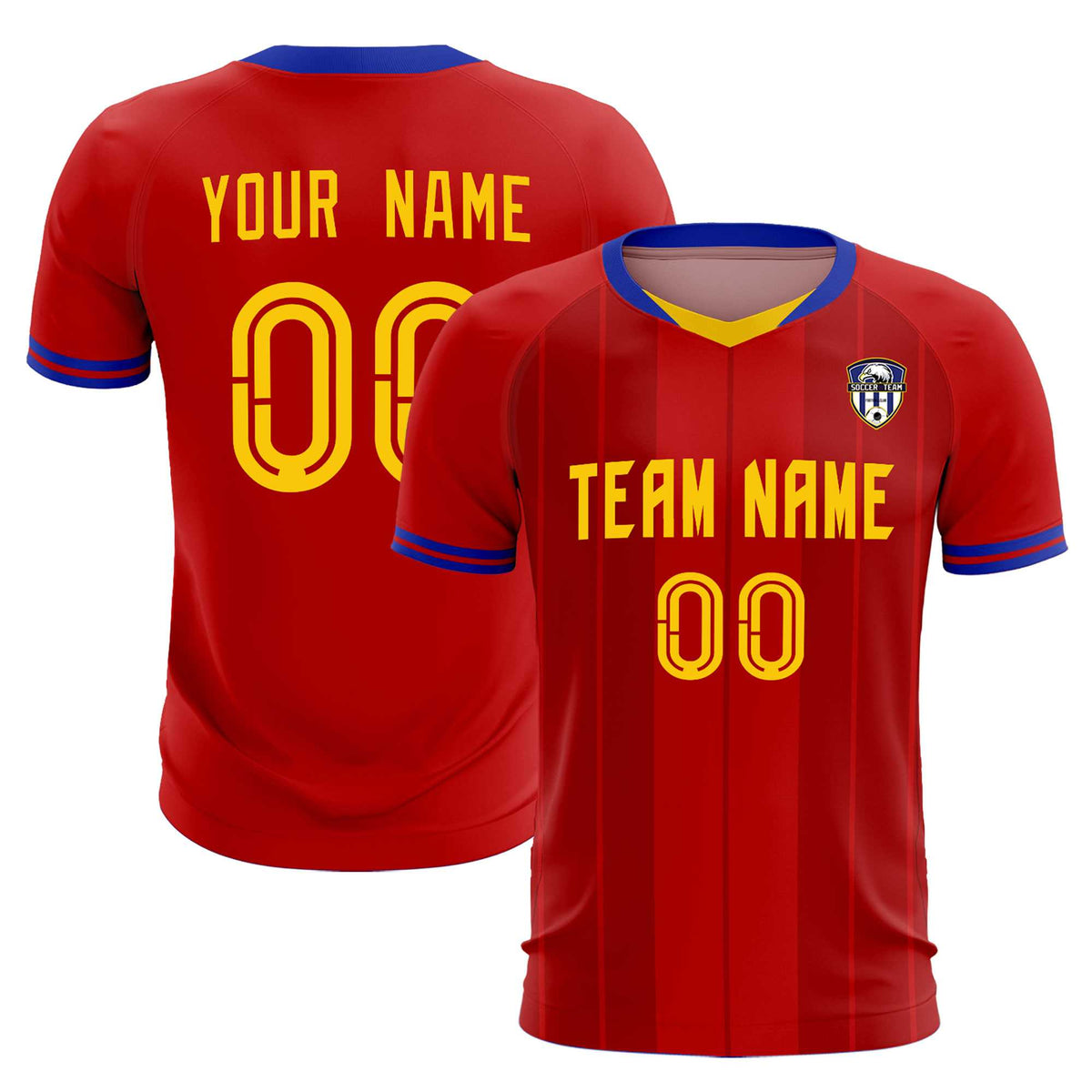 Custom Red Classic Striped Personalized Football Kit Jersey