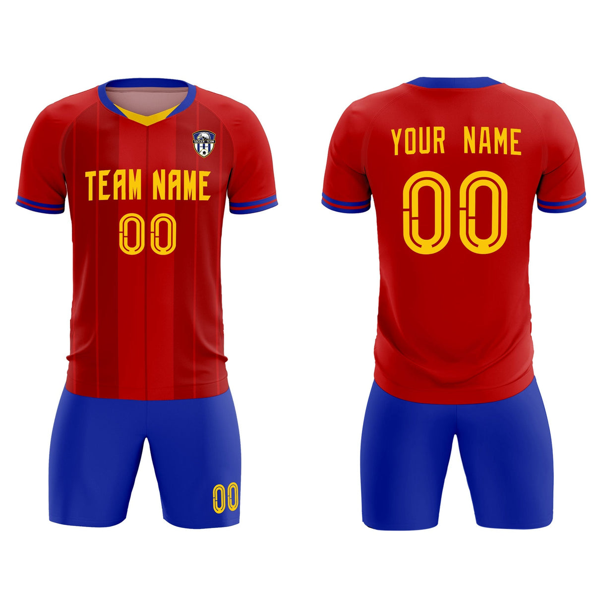 Custom Red Classic Striped Personalized Football Kit Jersey