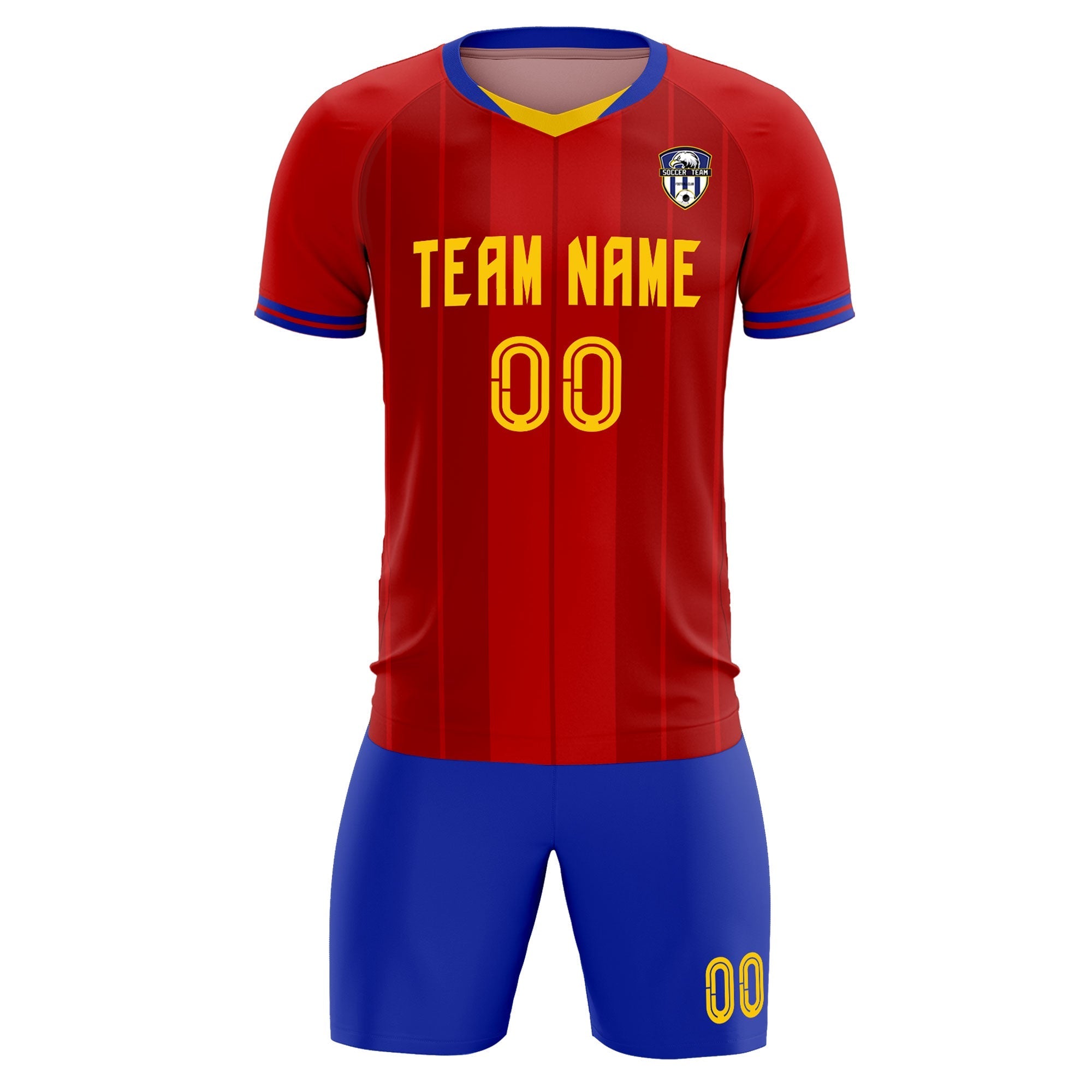 Custom Red Classic Striped Personalized Football Kit Jersey