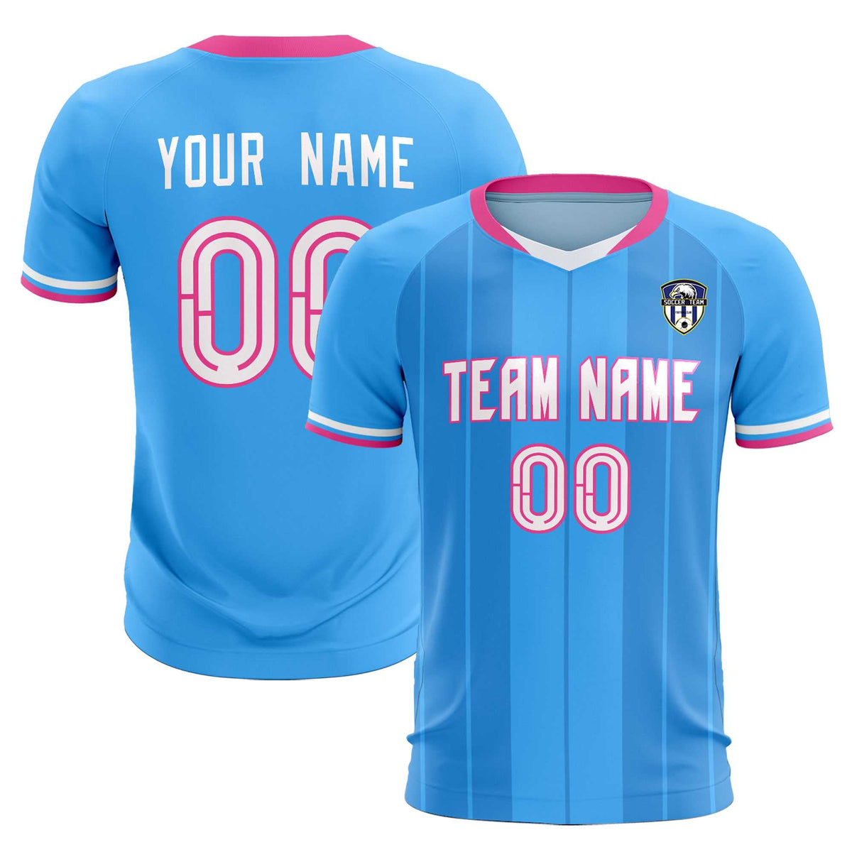 Custom Powder Blue Classic Striped Personalized Football Kit Jersey