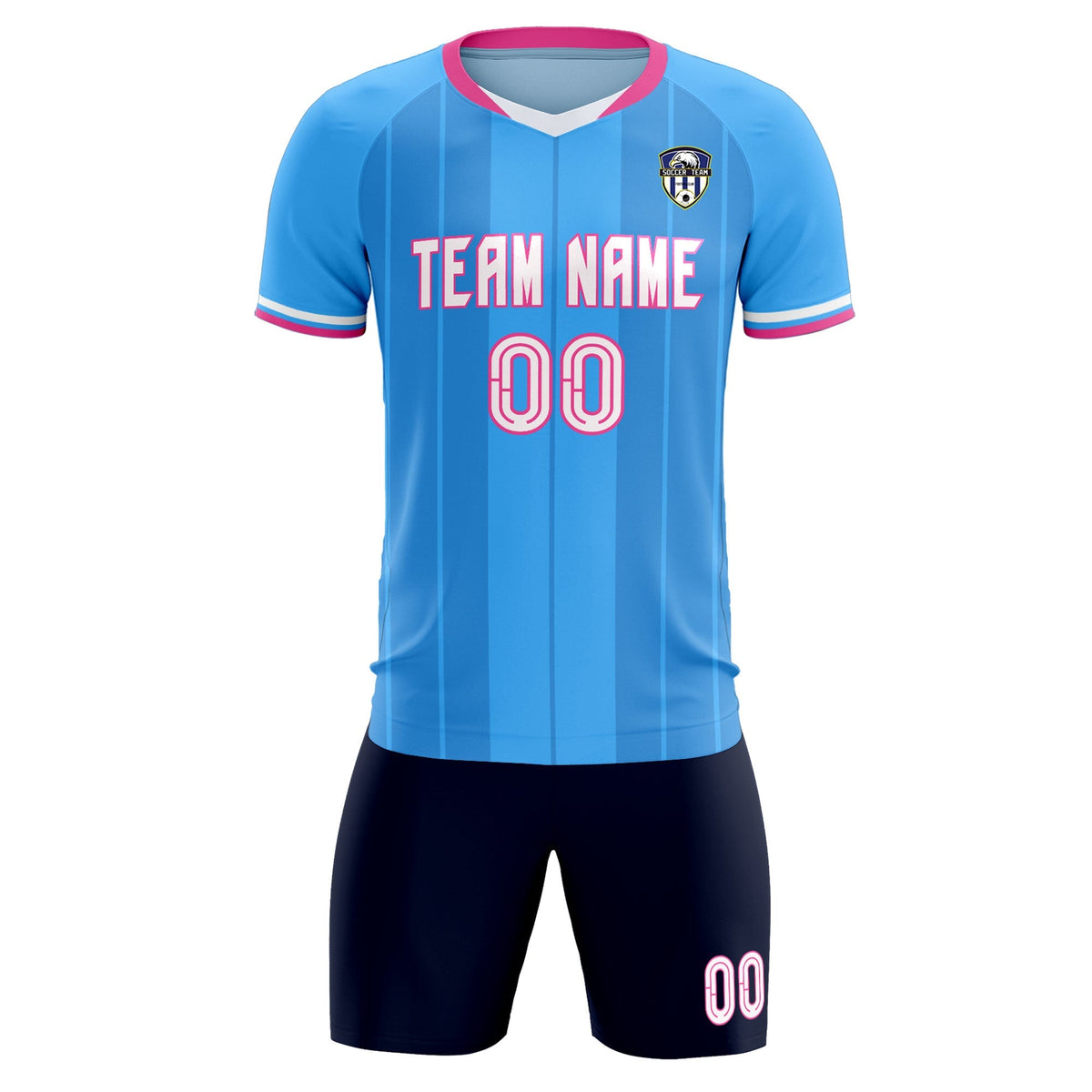 Custom Powder Blue Classic Striped Personalized Football Kit Jersey