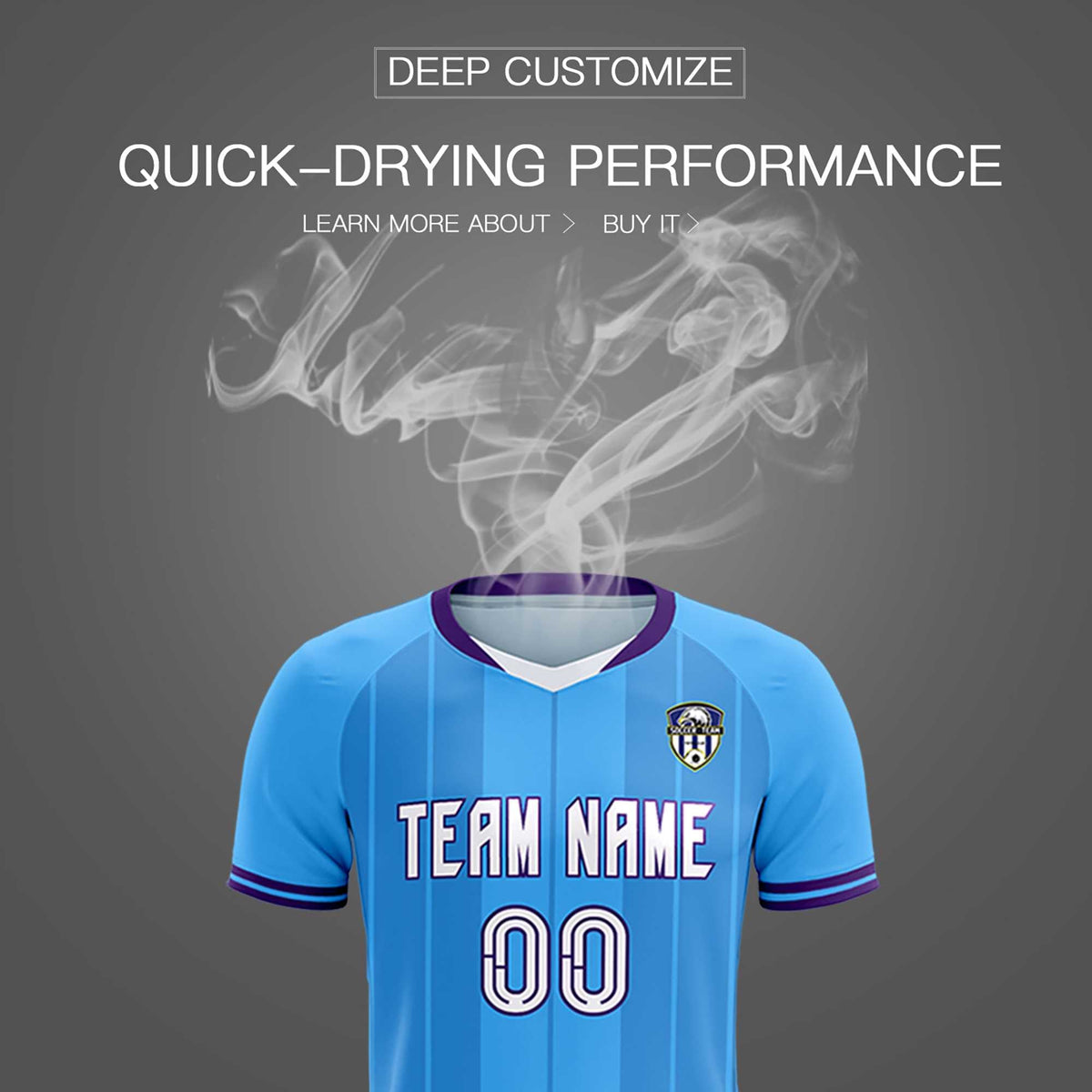 Custom Powder Blue Classic Striped Personalized Football Kit Jersey
