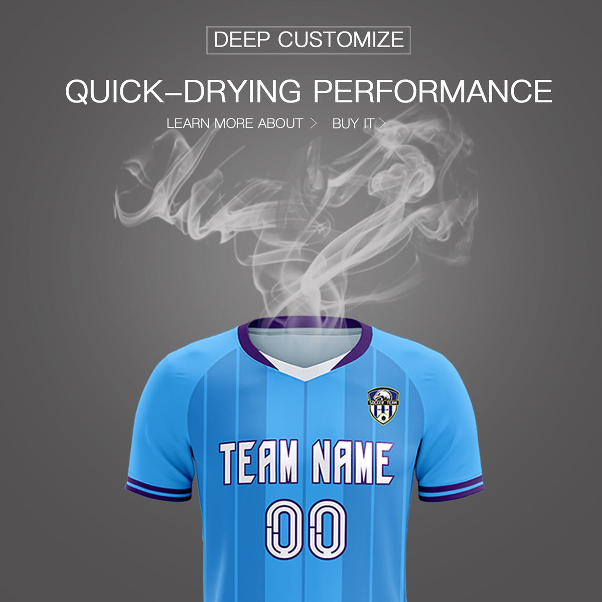 Custom Powder Blue Classic Striped Personalized Football Kit Jersey