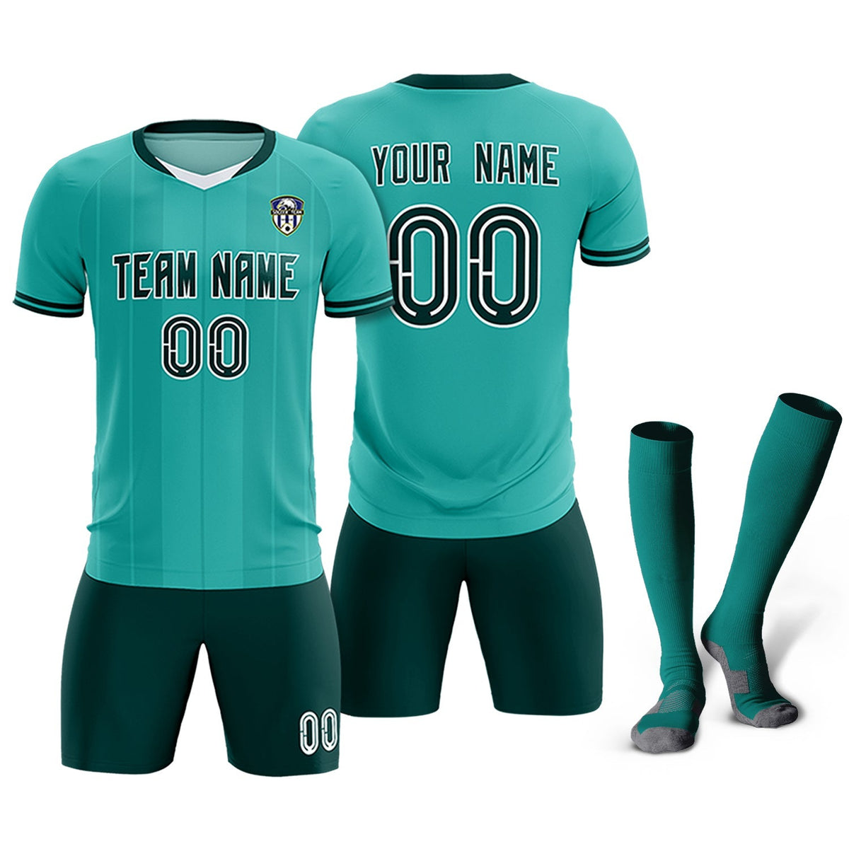 Custom Bright Green Classic Striped Personalized Football Kit Jersey