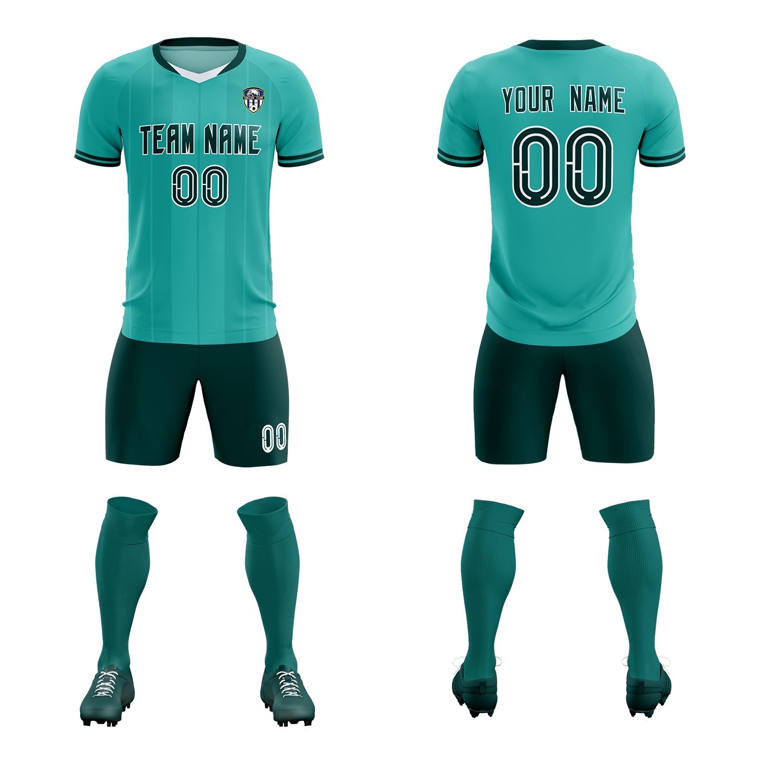 Custom Bright Green Classic Striped Personalized Football Kit Jersey