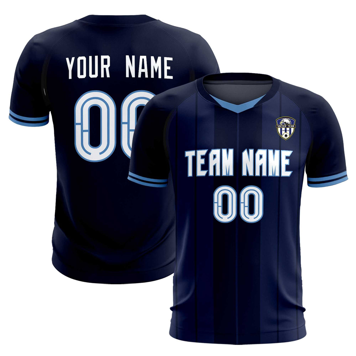 Custom Navy Classic Striped Personalized Football Kit Jersey