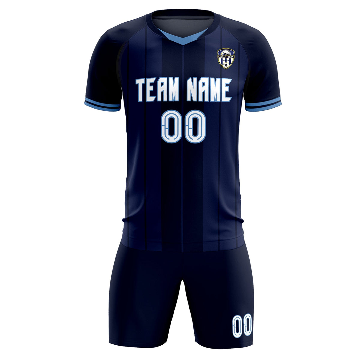 Custom Navy Classic Striped Personalized Football Kit Jersey