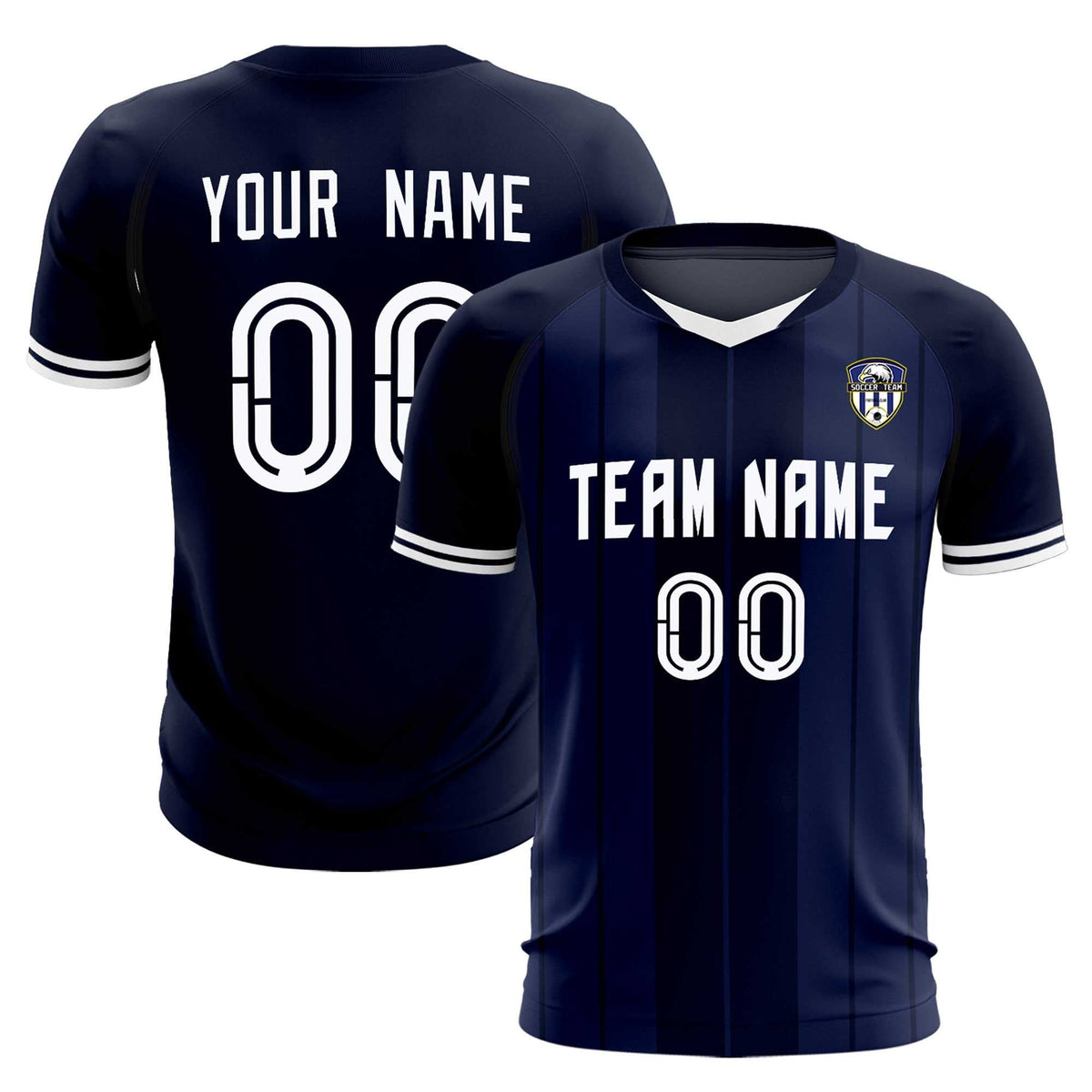 Custom Navy Classic Striped Personalized Football Kit Jersey