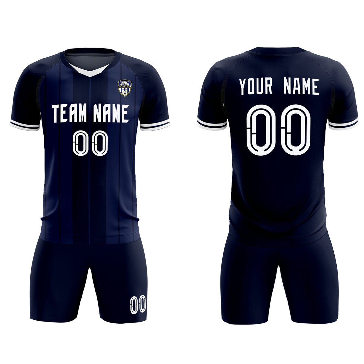 Custom Navy Classic Striped Personalized Football Kit Jersey