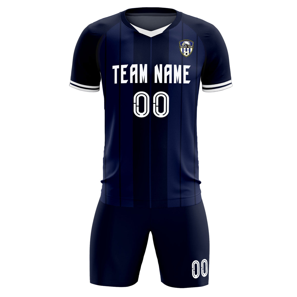 Custom Navy Classic Striped Personalized Football Kit Jersey