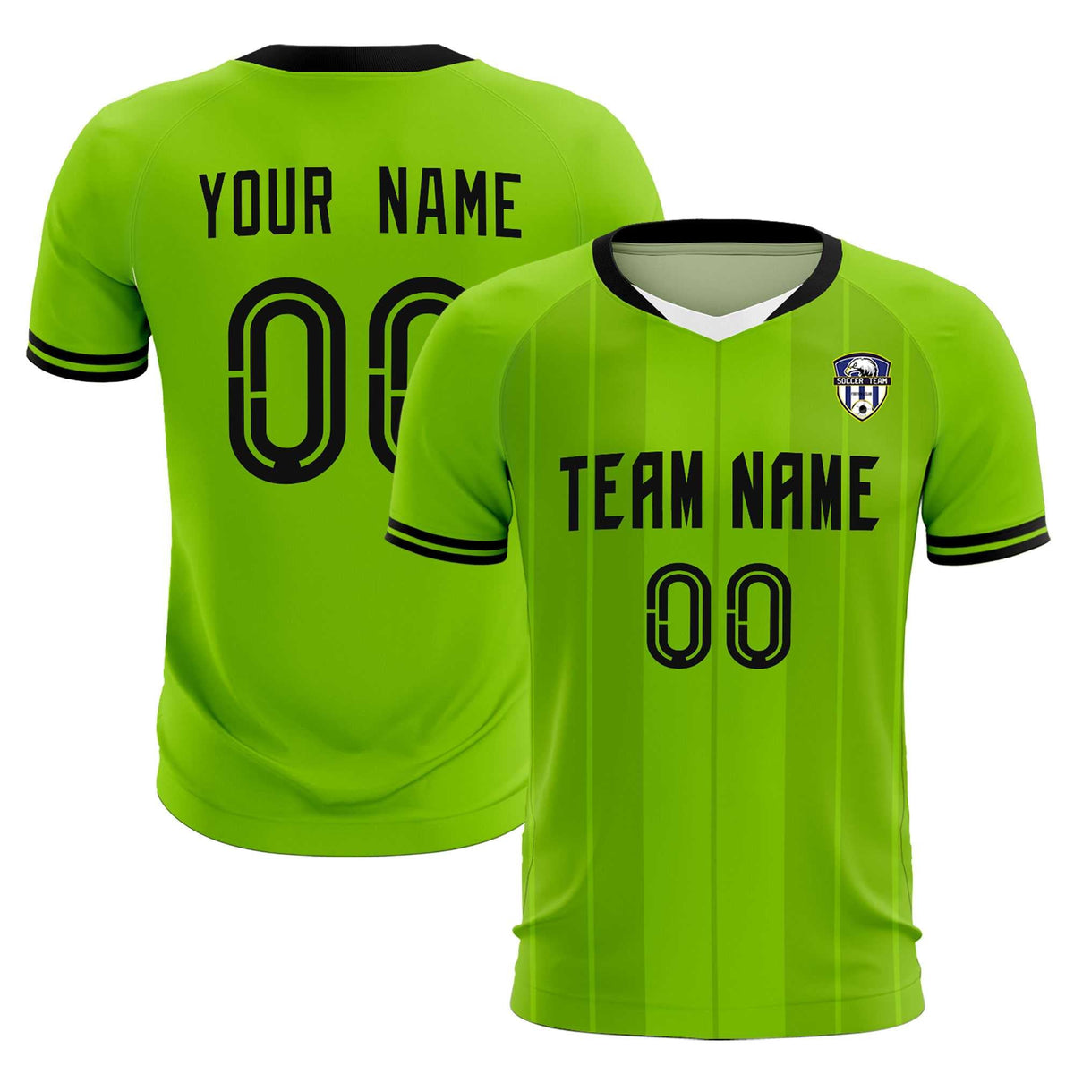Custom Neon Green Classic Striped Personalized Football Kit Jersey