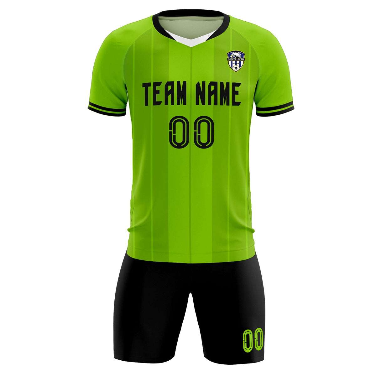 Custom Neon Green Classic Striped Personalized Football Kit Jersey