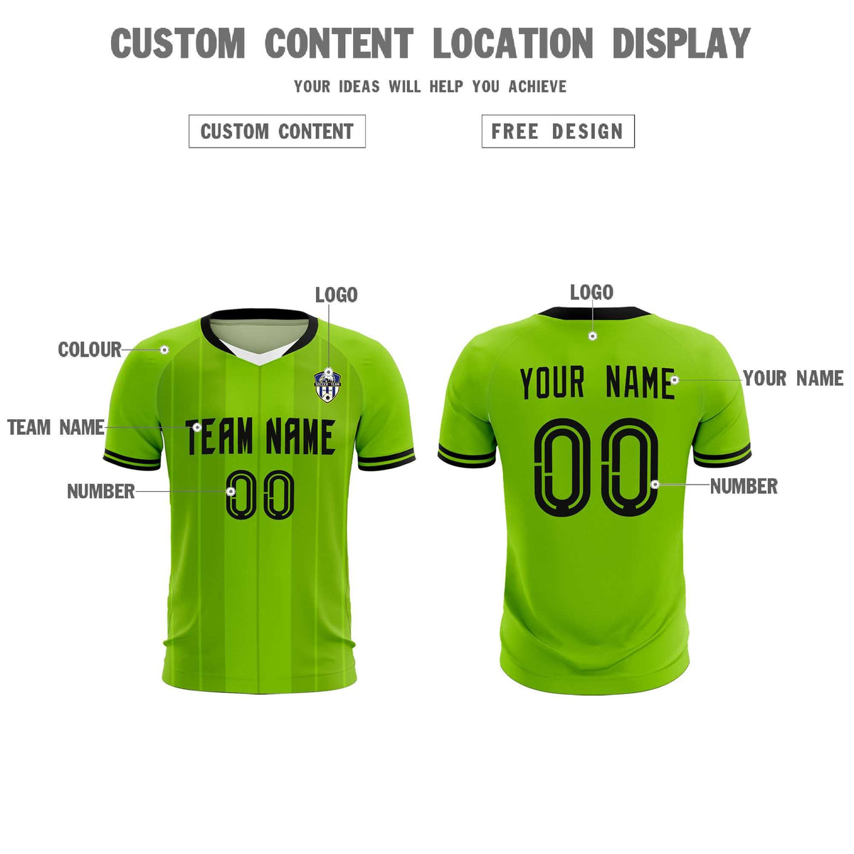 Custom Neon Green Classic Striped Personalized Football Kit Jersey