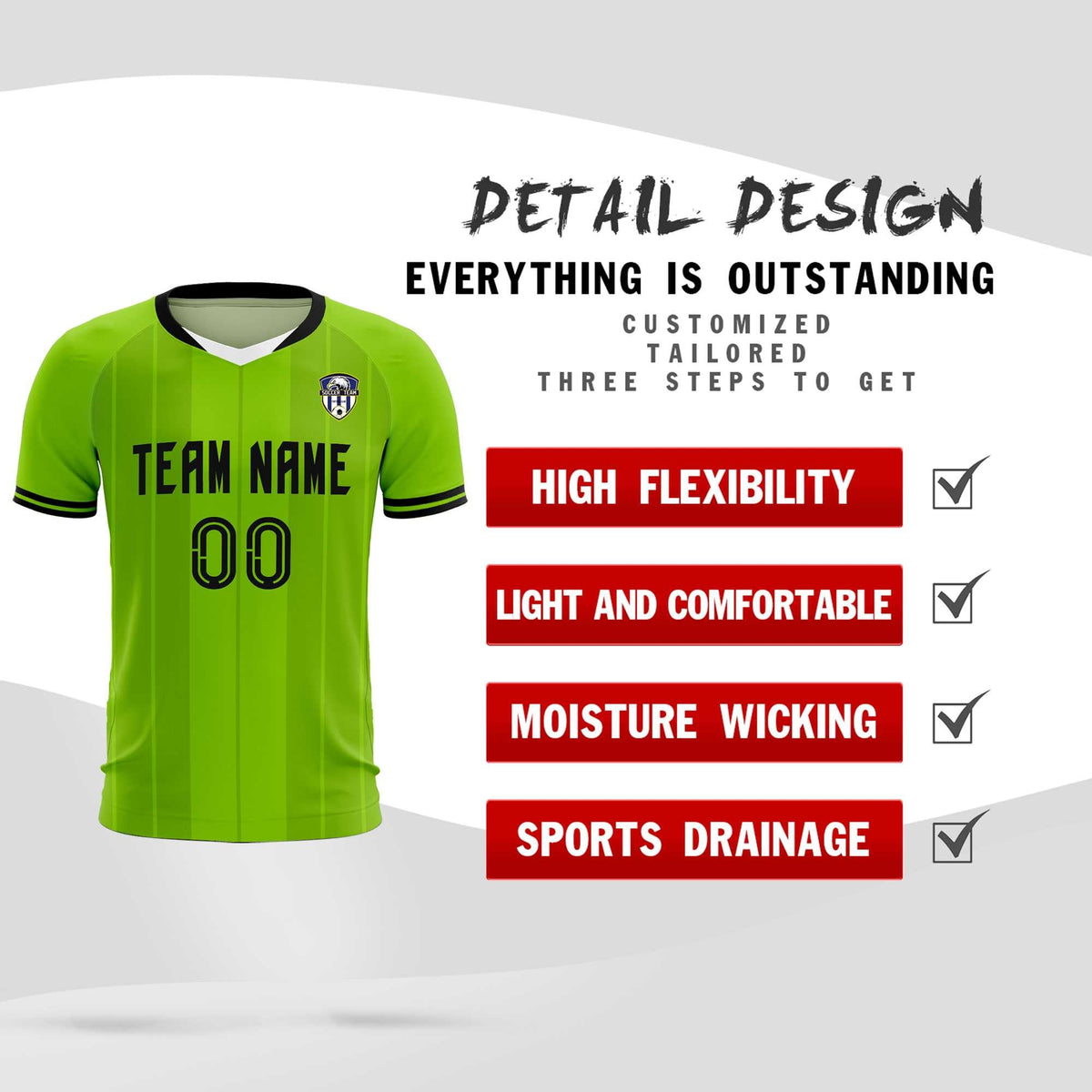 Custom Neon Green Classic Striped Personalized Football Kit Jersey