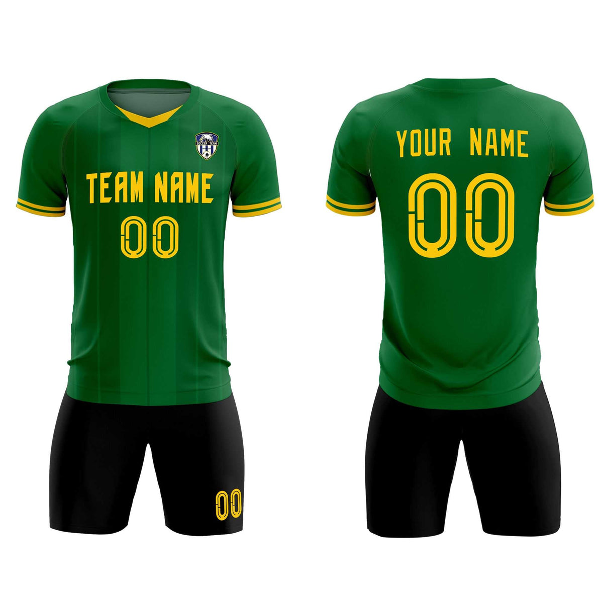 Custom Kelly Green Classic Striped Personalized Football Kit Jersey