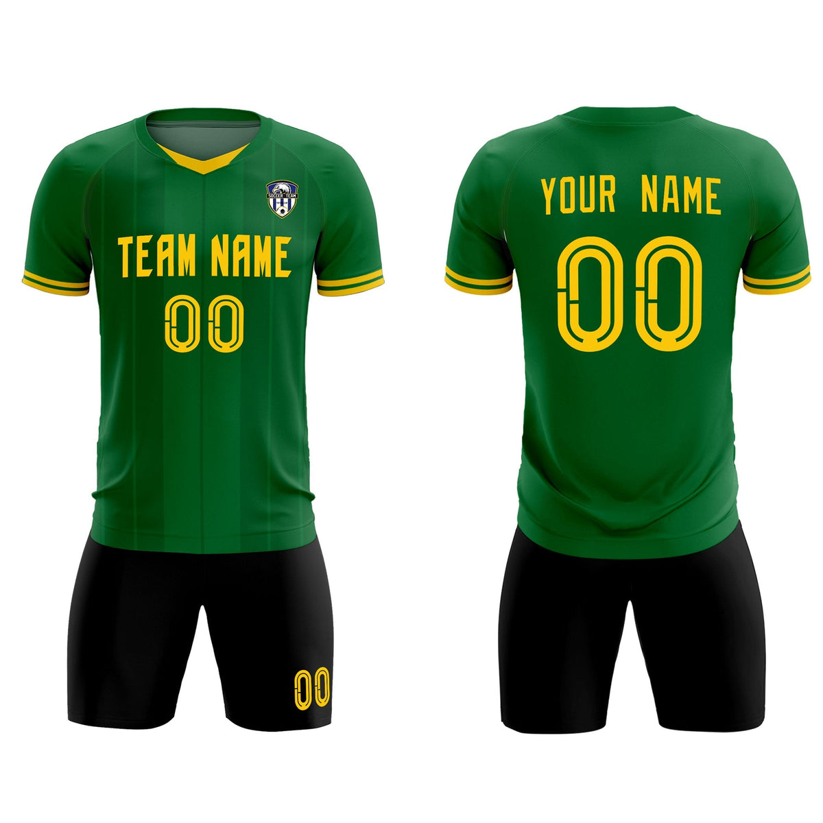 Custom Kelly Green Classic Striped Personalized Football Kit Jersey