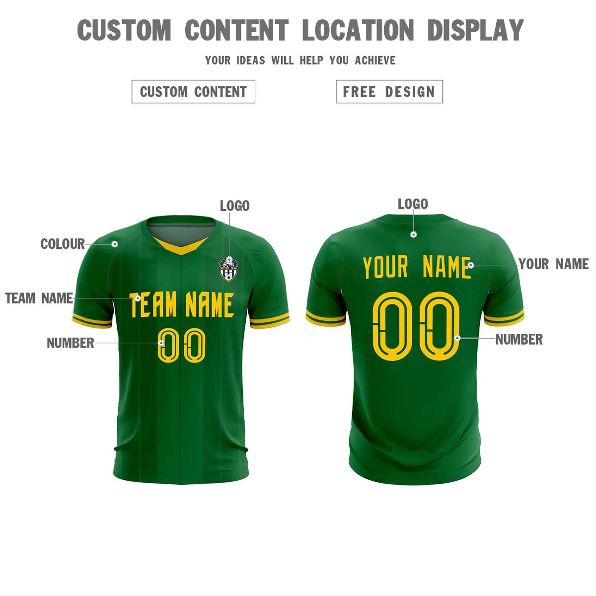 Custom Kelly Green Classic Striped Personalized Football Kit Jersey