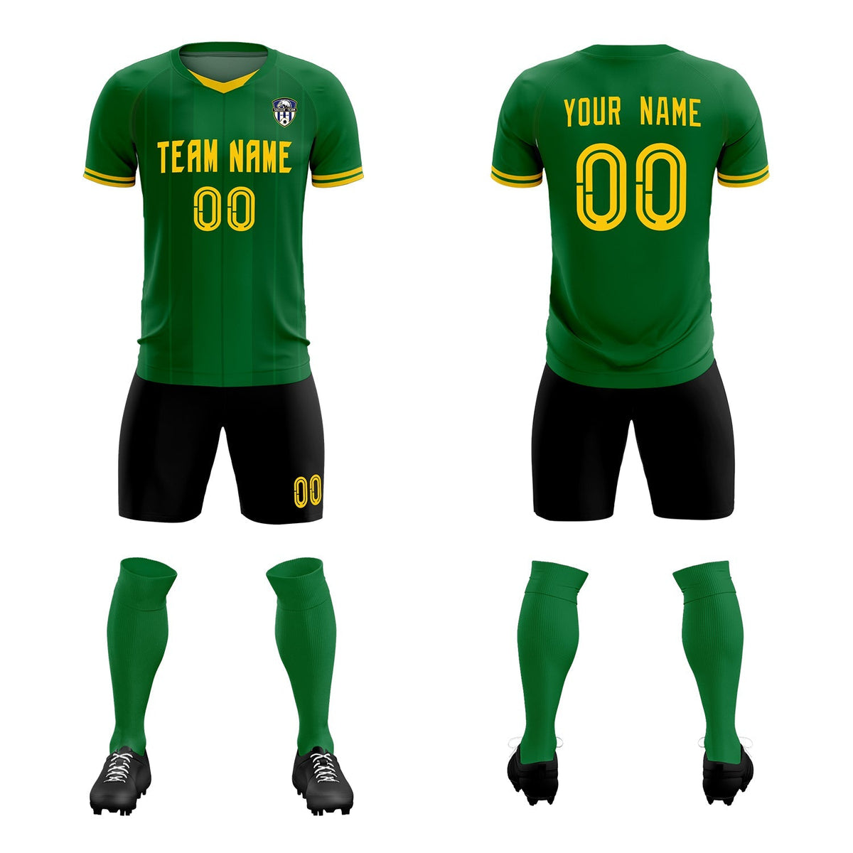 Custom Kelly Green Classic Striped Personalized Football Kit Jersey