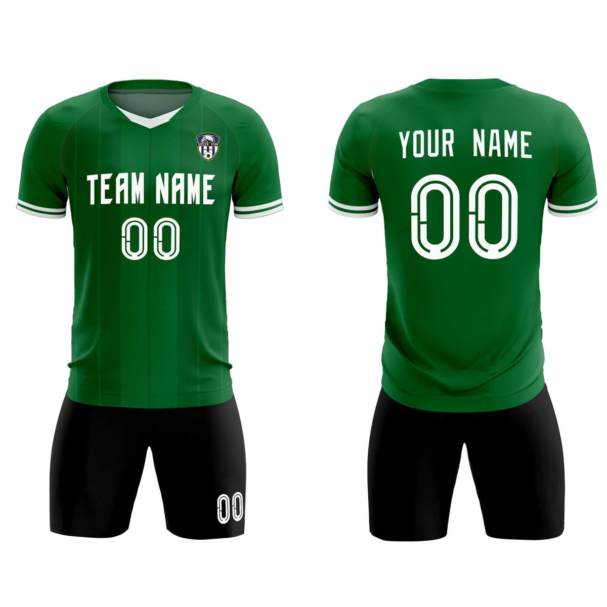 Custom Kelly Green Classic Striped Personalized Football Kit Jersey