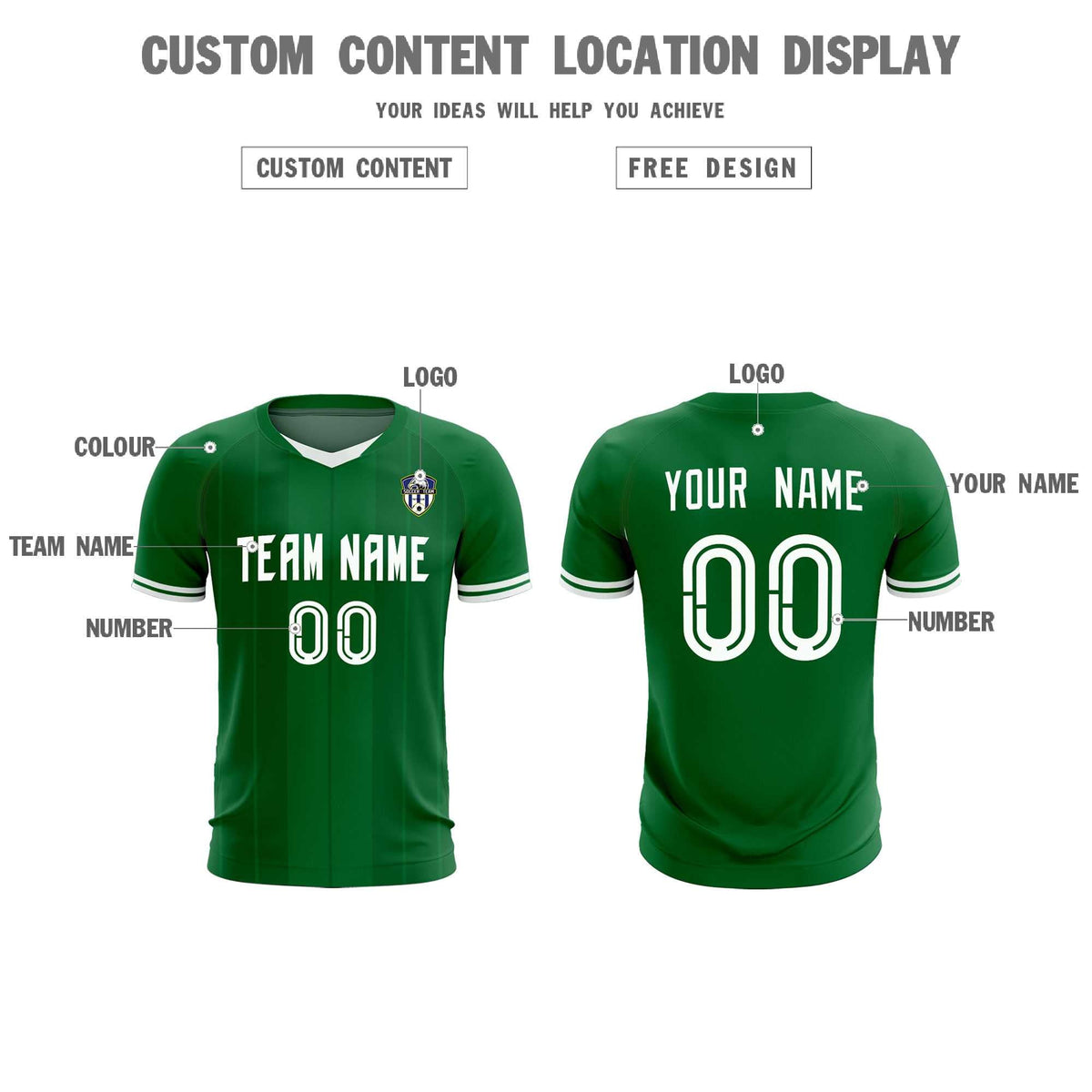 Custom Kelly Green Classic Striped Personalized Football Kit Jersey
