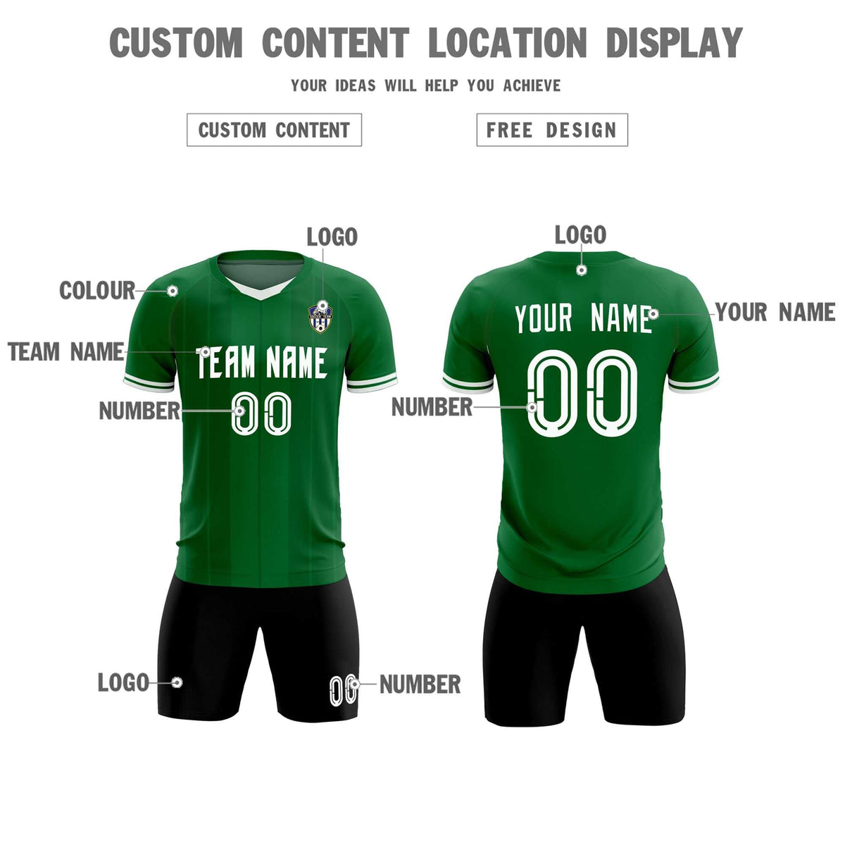 Custom Kelly Green Classic Striped Personalized Football Kit Jersey