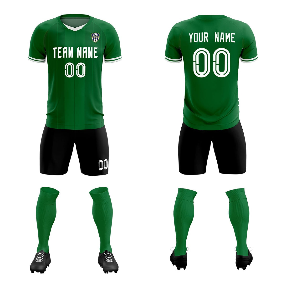Custom Kelly Green Classic Striped Personalized Football Kit Jersey