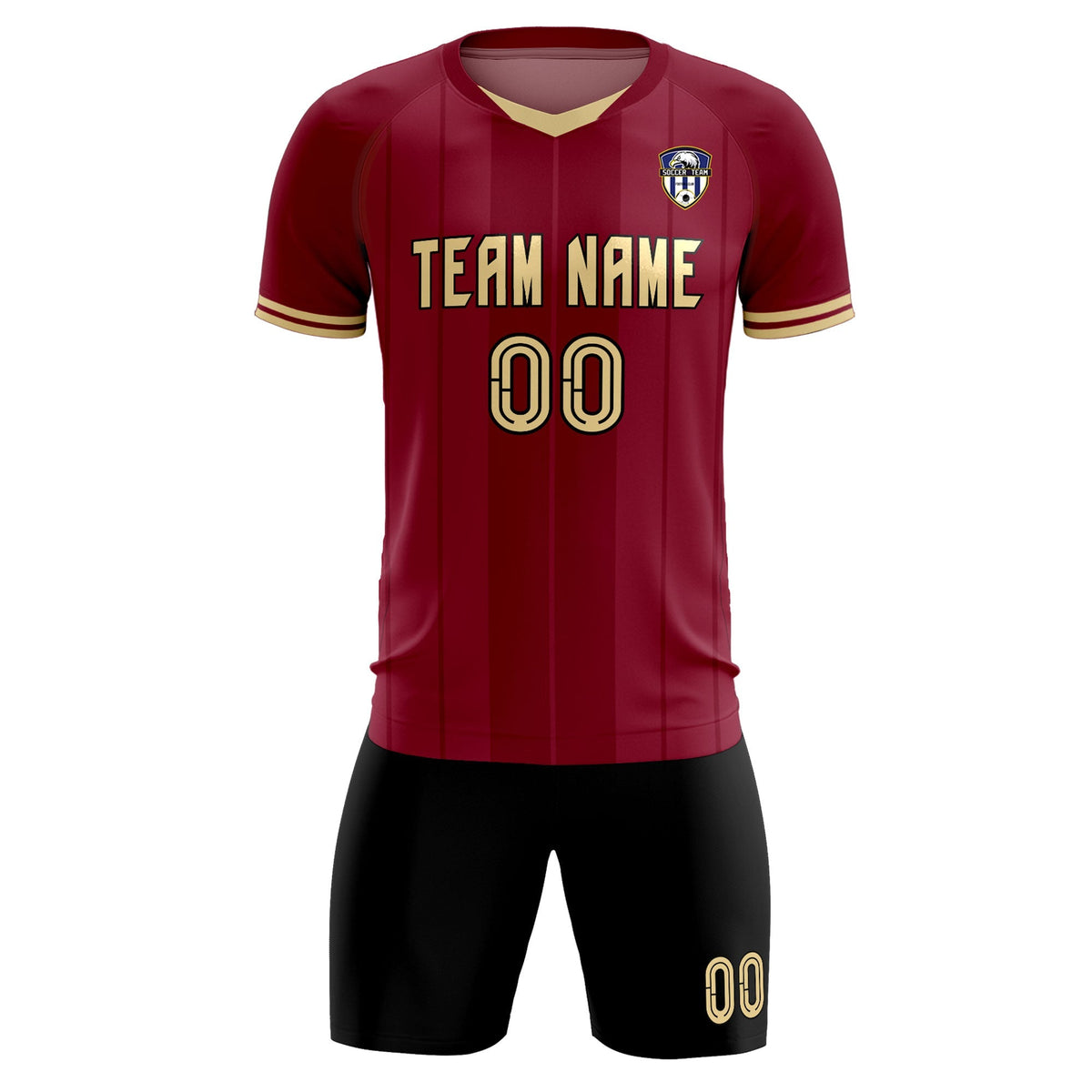Custom Crimson Classic Striped Personalized Football Kit Jersey