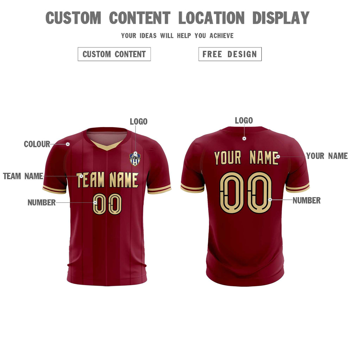 Custom Crimson Classic Striped Personalized Football Kit Jersey