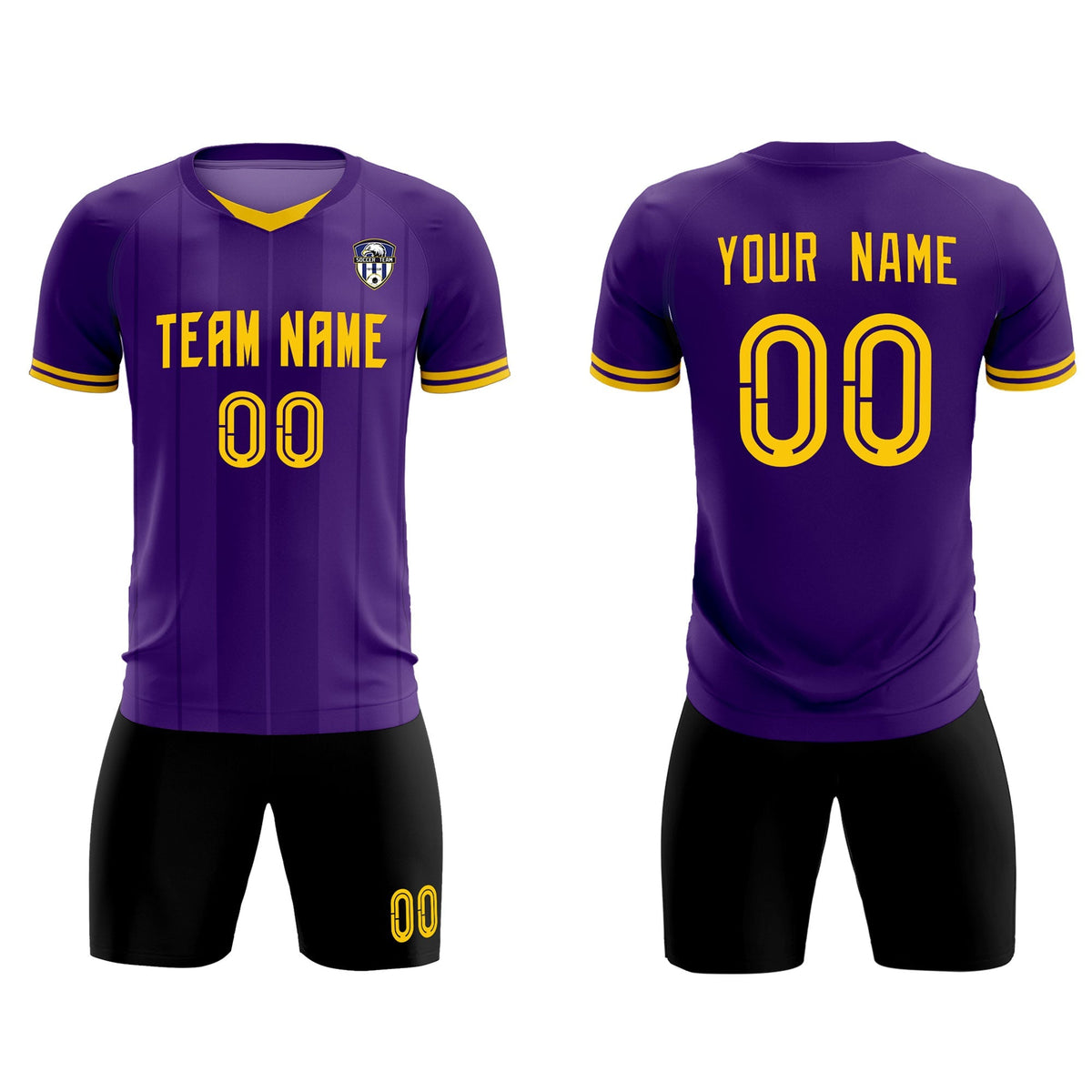 Custom Purple Classic Striped Personalized Football Kit Jersey