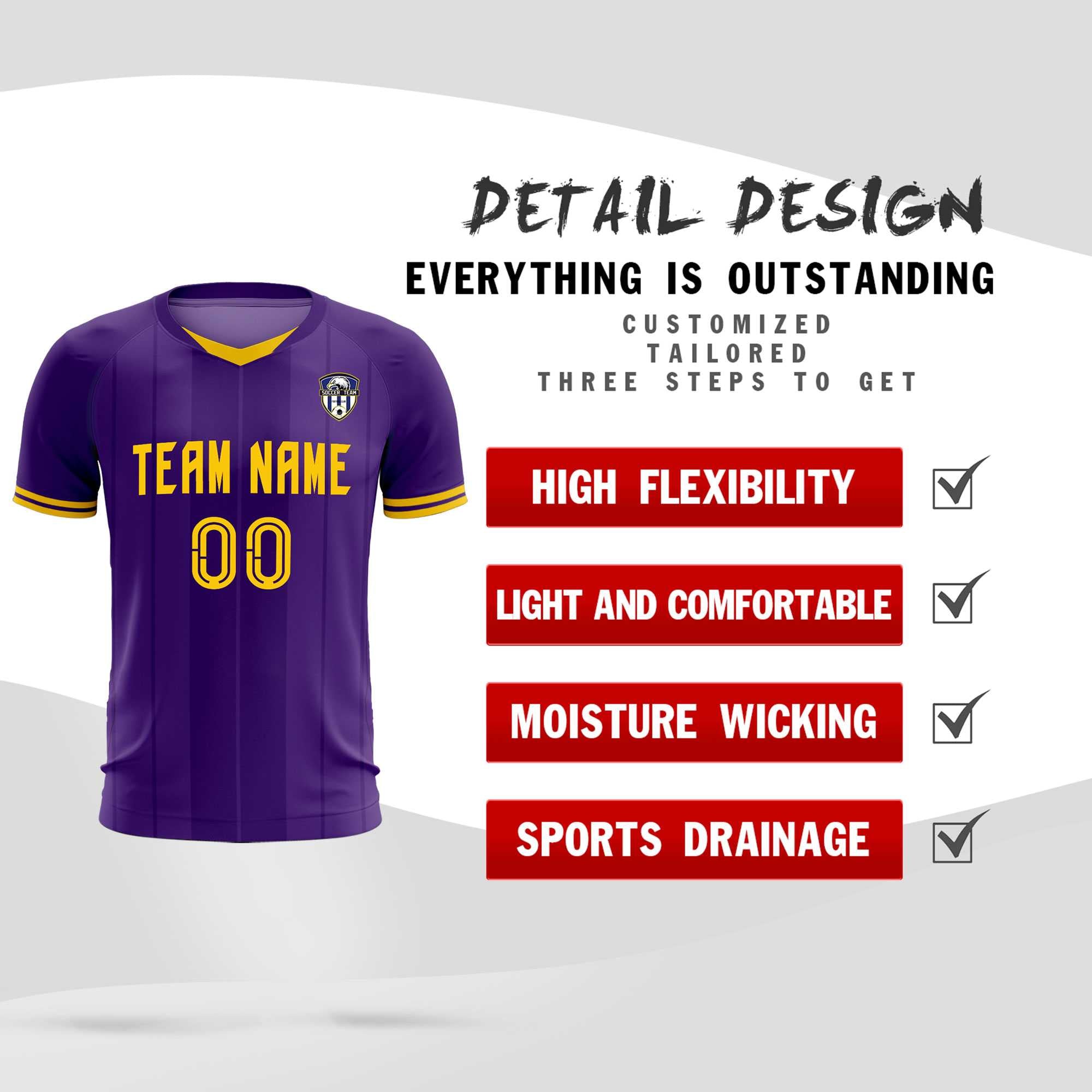 Custom Purple Classic Striped Personalized Football Kit Jersey