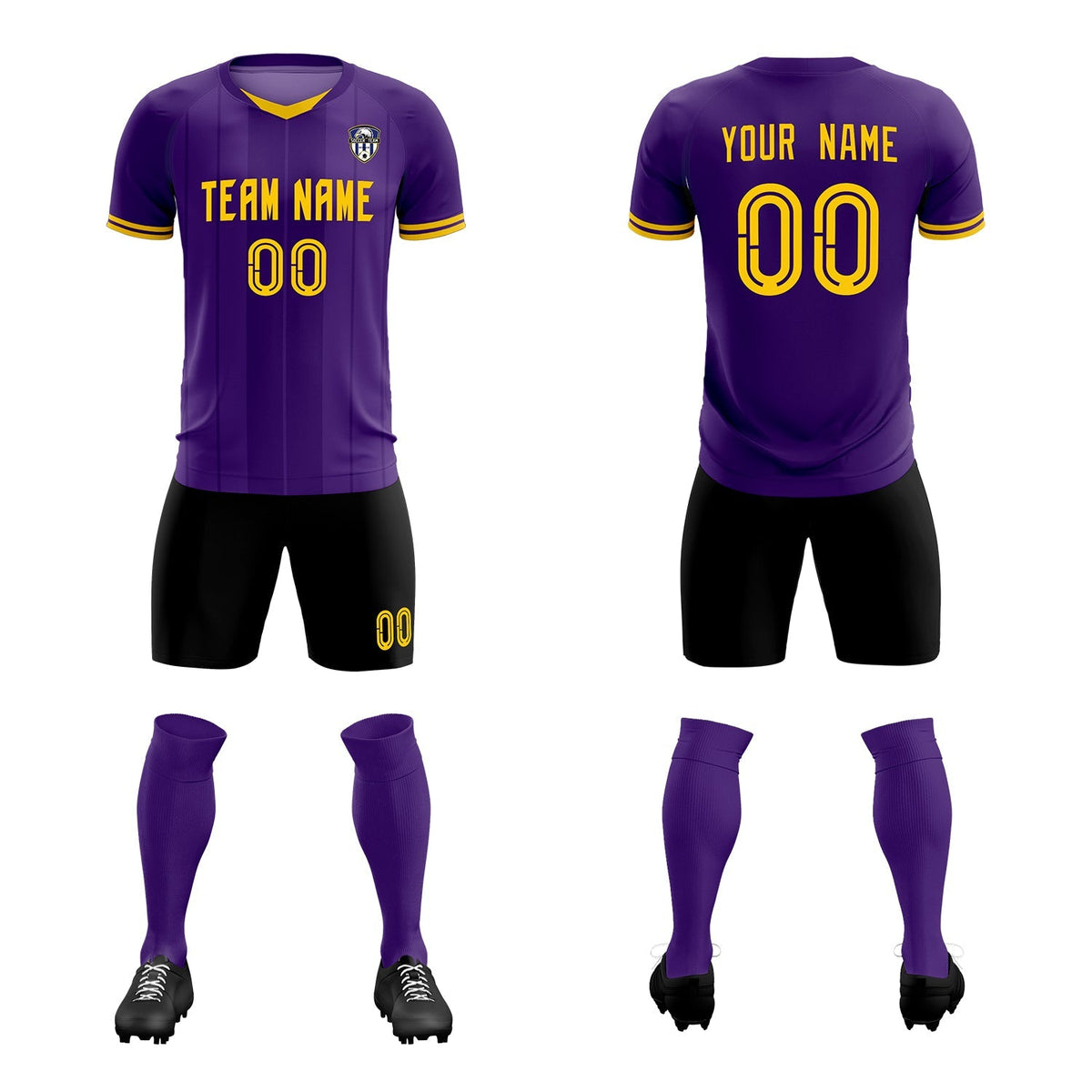 Custom Purple Classic Striped Personalized Football Kit Jersey