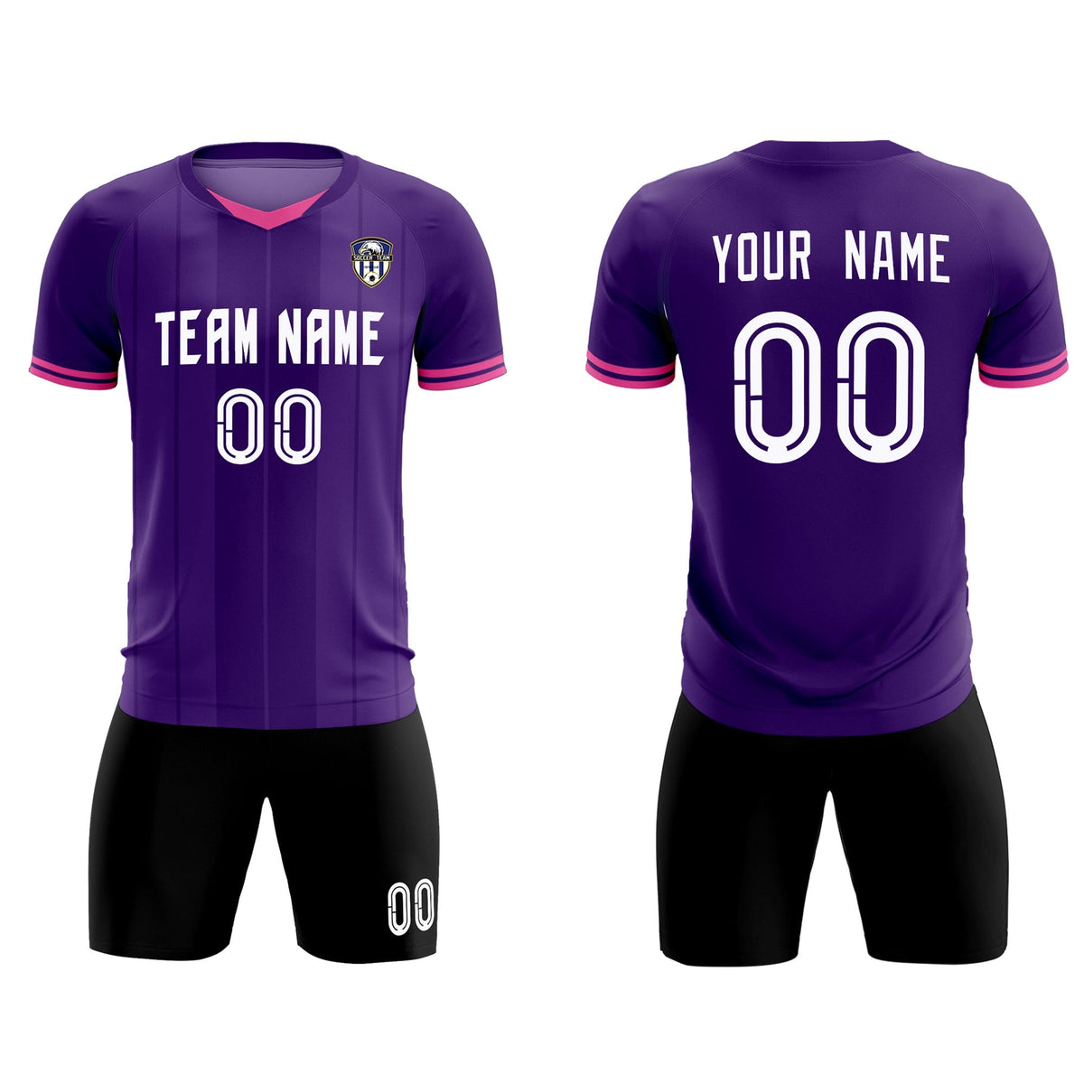 Custom Purple Classic Striped Personalized Football Kit Jersey