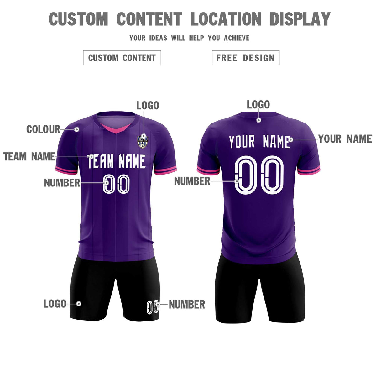Custom Purple Classic Striped Personalized Football Kit Jersey