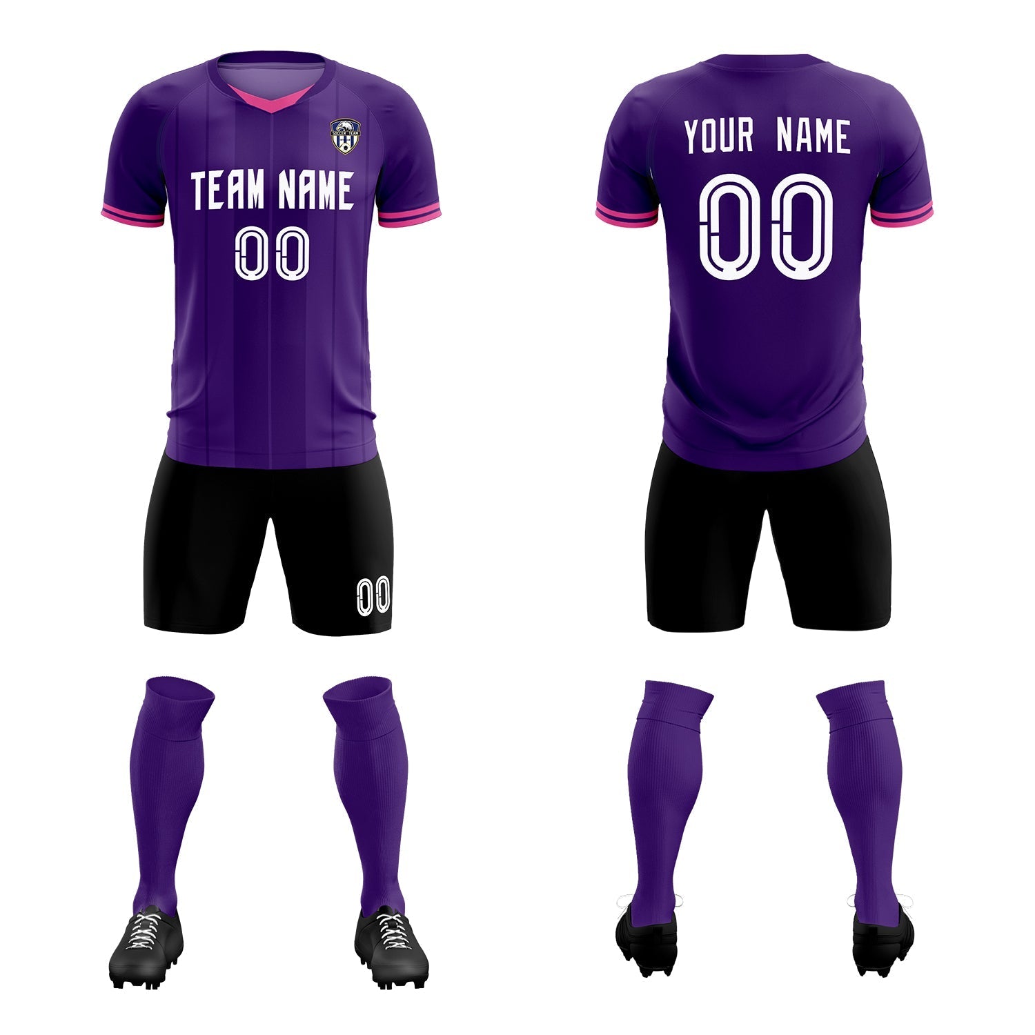 Custom Purple Classic Striped Personalized Football Kit Jersey