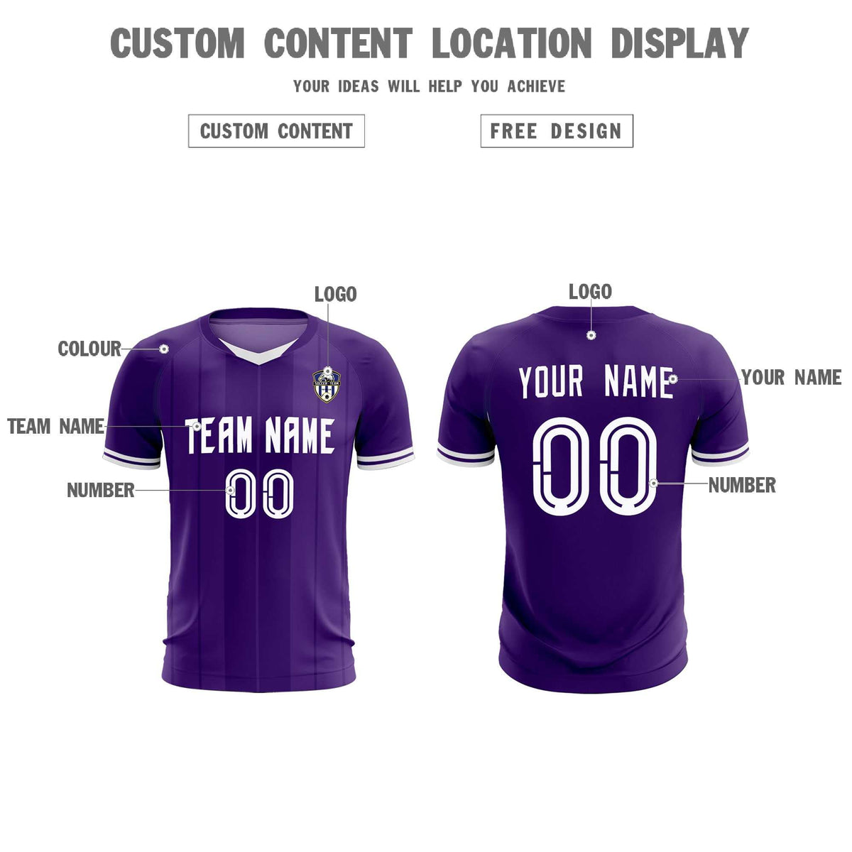 Custom Purple Classic Striped Personalized Football Kit Jersey