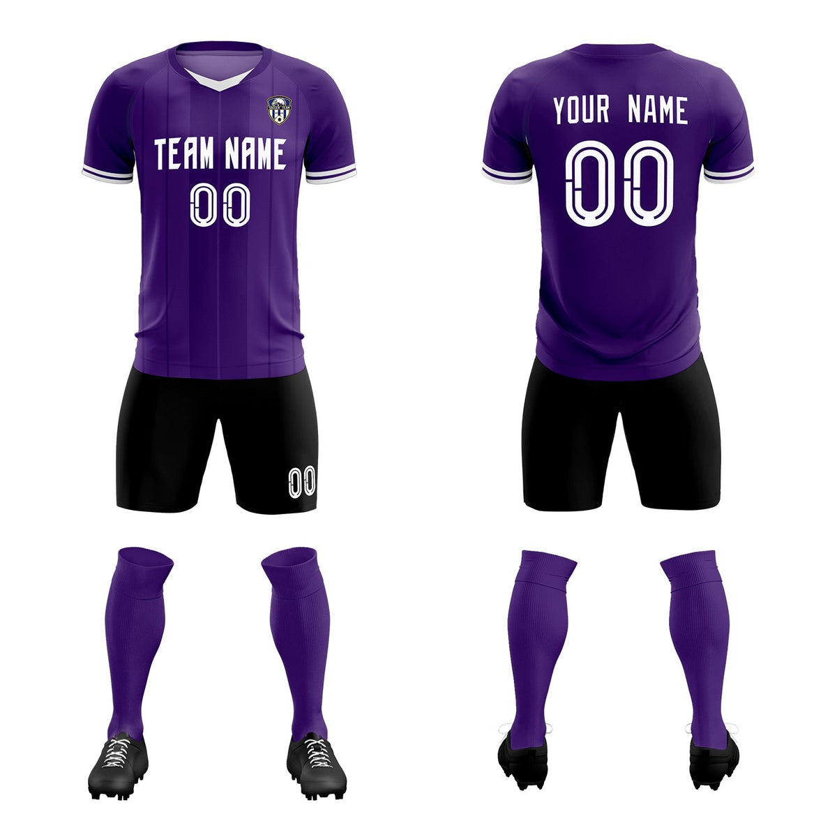 Custom Purple Classic Striped Personalized Football Kit Jersey