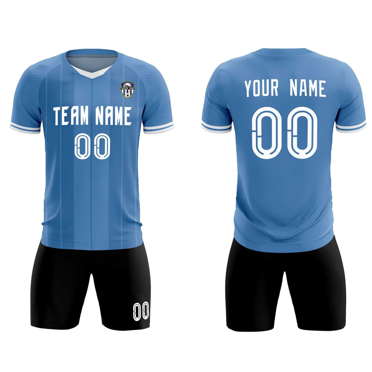 Custom Light Blue Classic Striped Personalized Football Kit Jersey