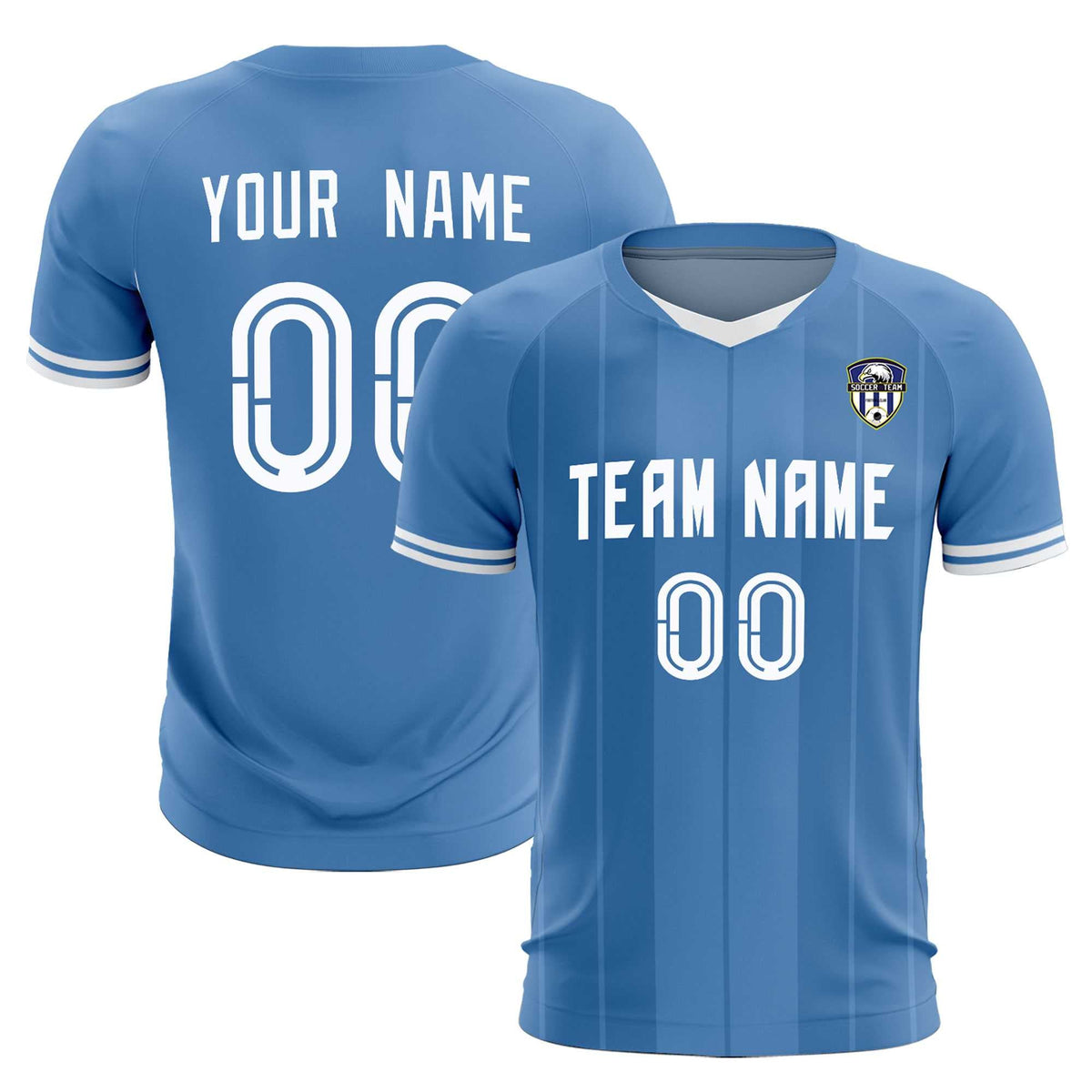 Custom Light Blue Classic Striped Personalized Football Kit Jersey
