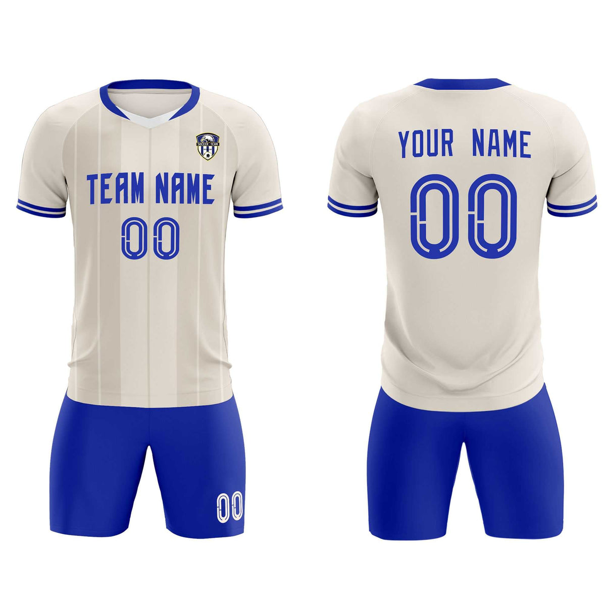 Custom Cream Classic Striped Personalized Football Kit Jersey