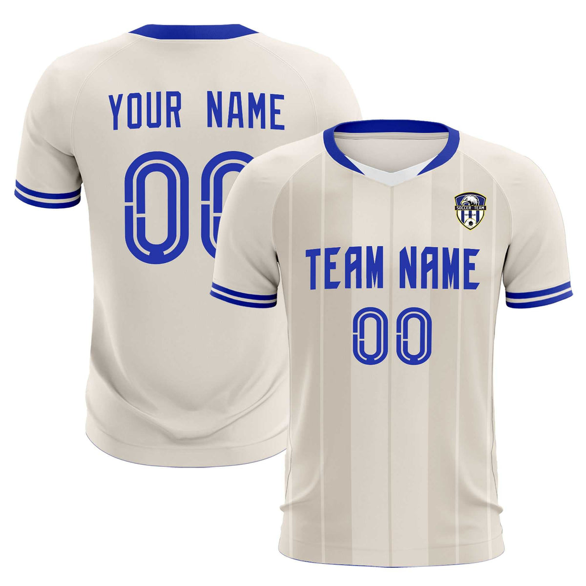 Custom Cream Classic Striped Personalized Football Kit Jersey