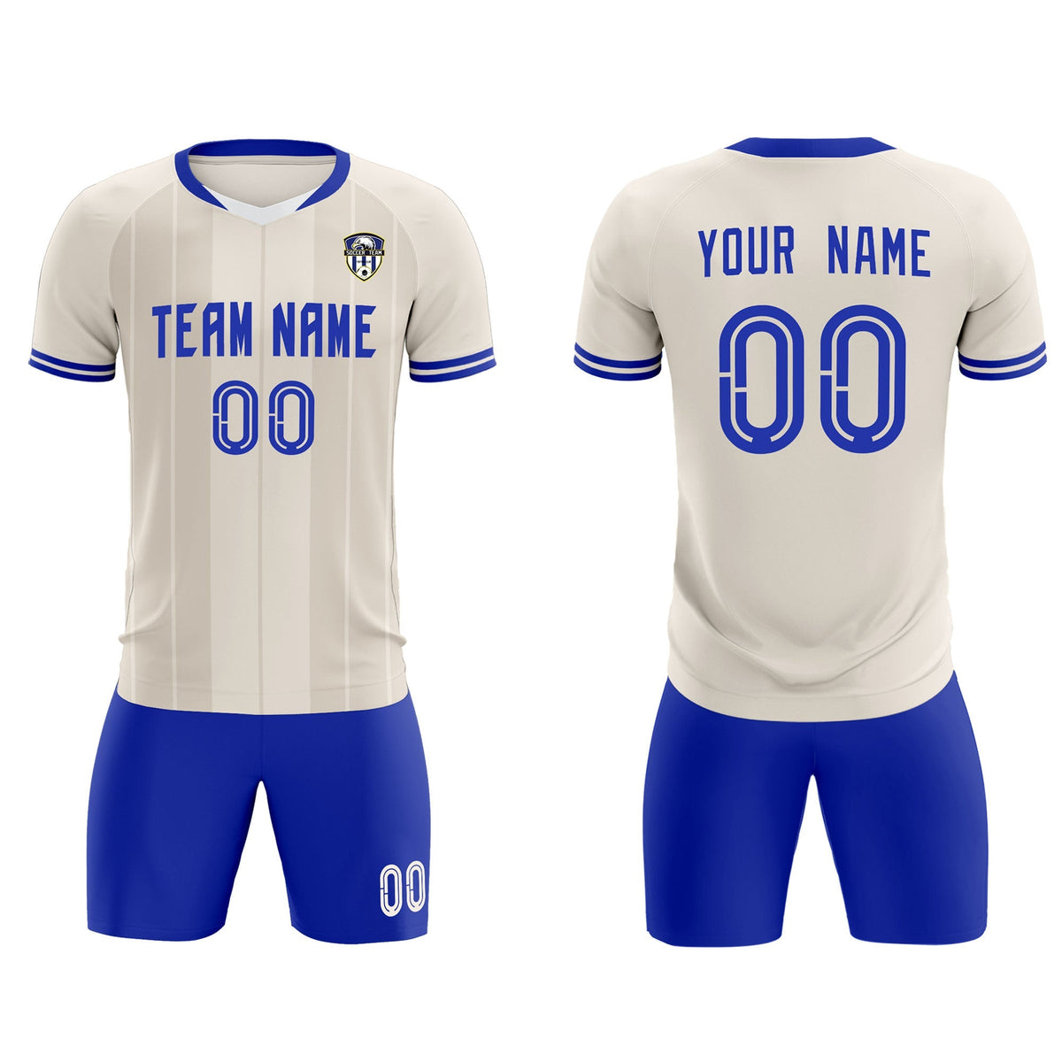 Custom Cream Classic Striped Personalized Football Kit Jersey